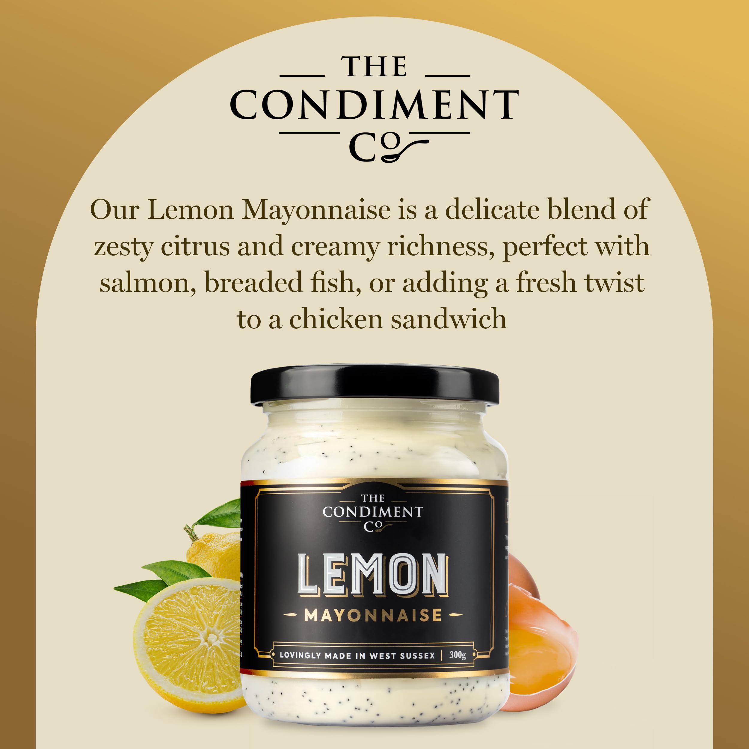 The Condiment Company Lemon Mayonnaise (300g Jar) - Free Range, Gluten Free