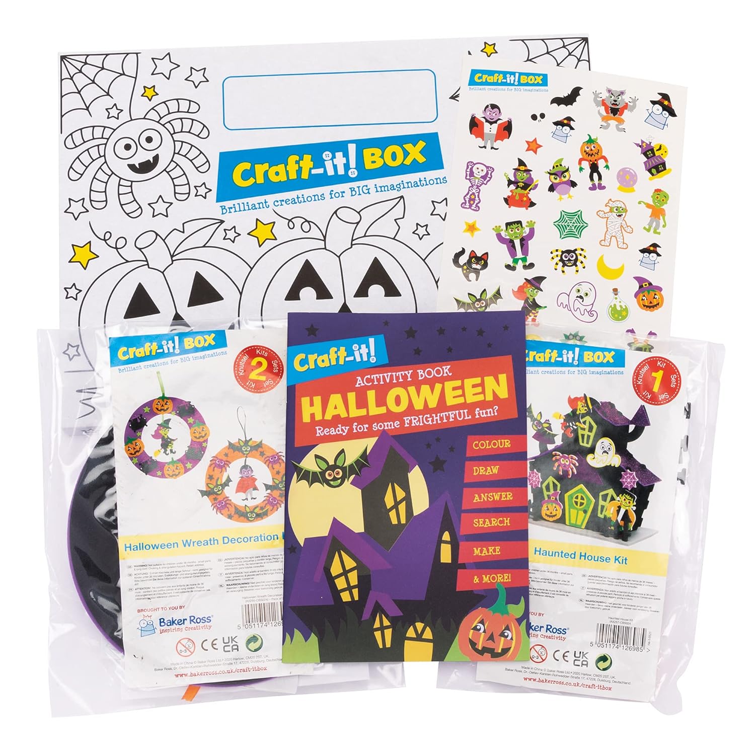 Baker Ross CBS024 Halloween Craft-It! Box - Creative Arts & Crafts Kit for Kids Ages 3-9