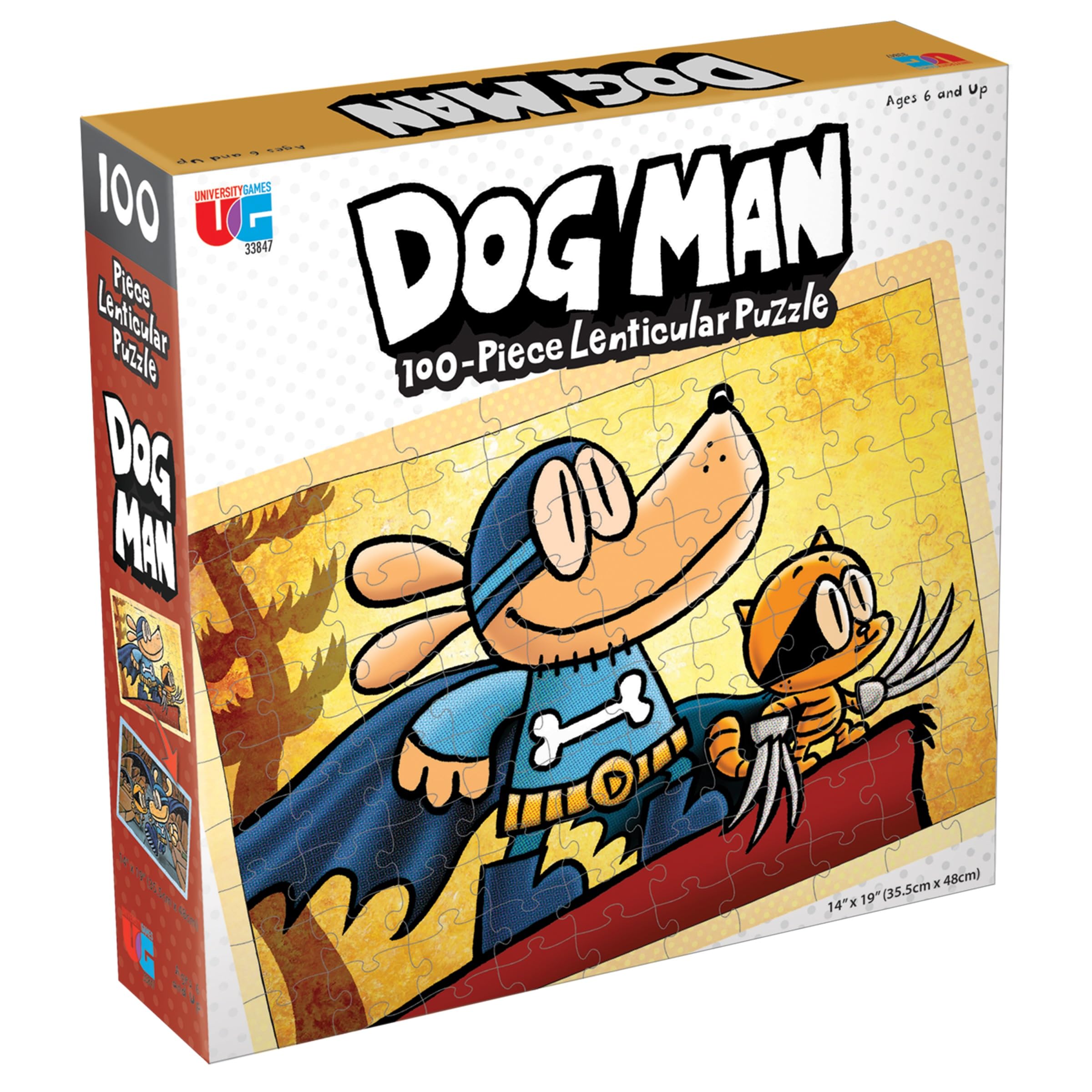 Dog Man Adventures 100 Piece Lenticular Jigsaw Puzzle - Fun Illusion Puzzle for Kids 7