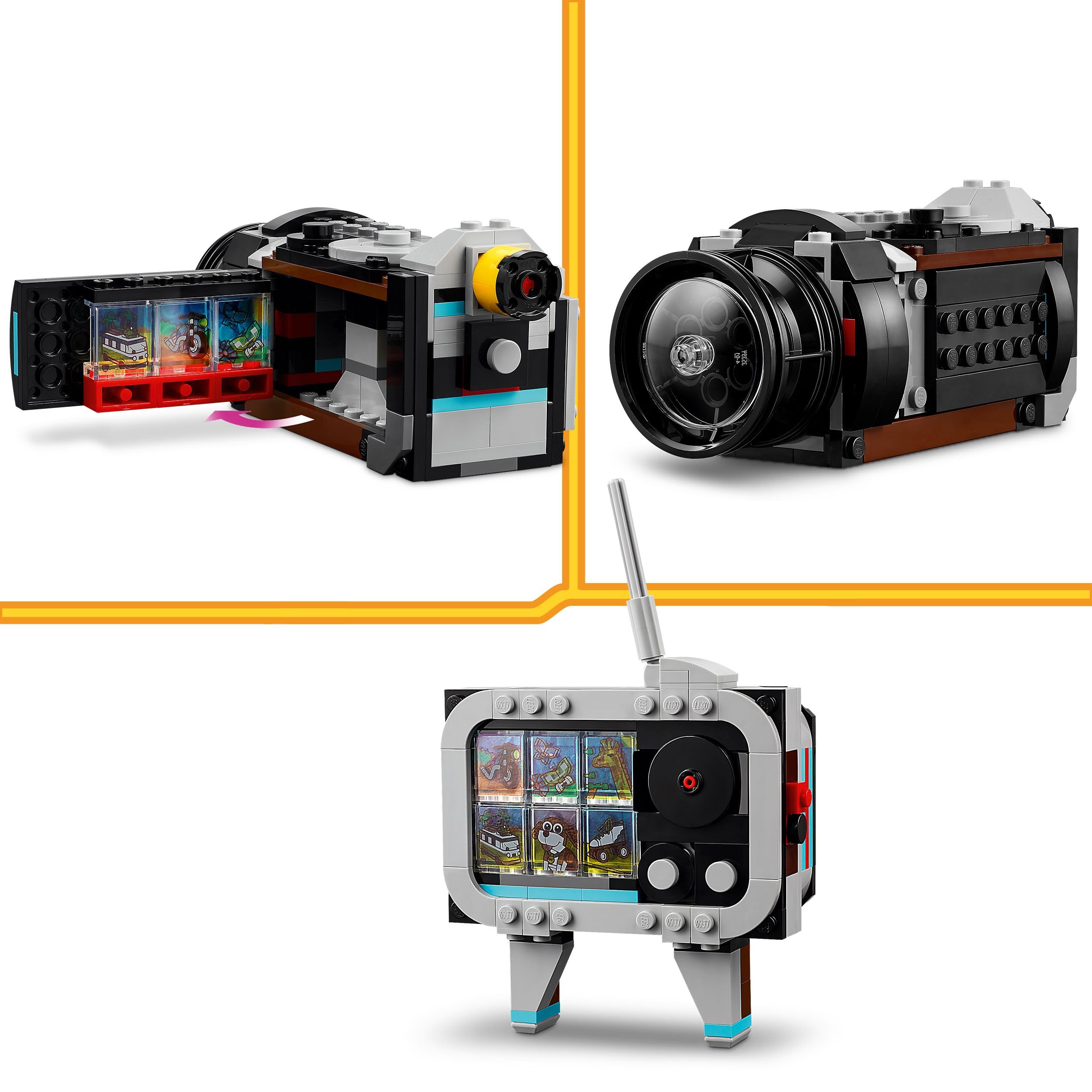 LEGO Creator 3in1 Retro Camera Toy to Video Camera to TV Set, Kids' Desk Decoration or Bedroom Accessories, Photography Gifts for Girls and Boys Aged 8 Plus Years Old Who Enjoy Creative Play 31147 3