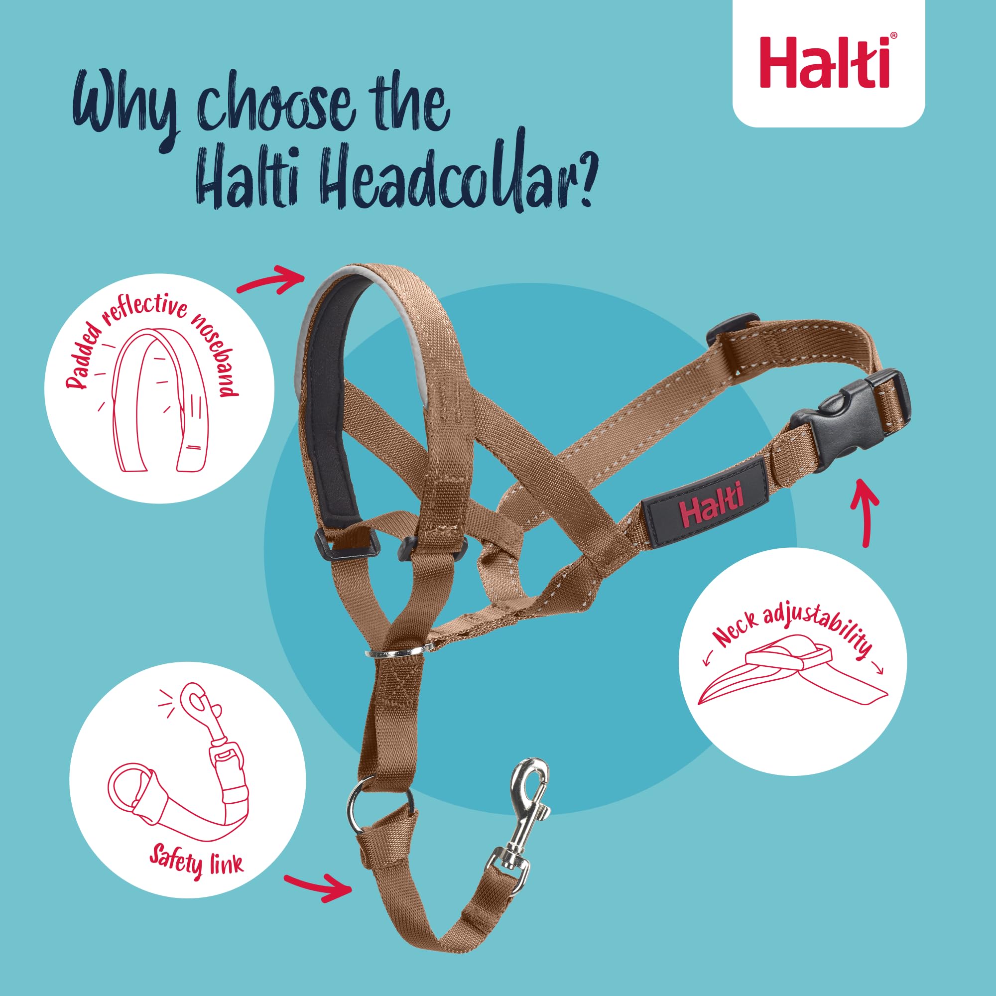 Halti Headcollar - Stops Pulling for Large Dogs | Reflective | Size 4 Desert Sand 3
