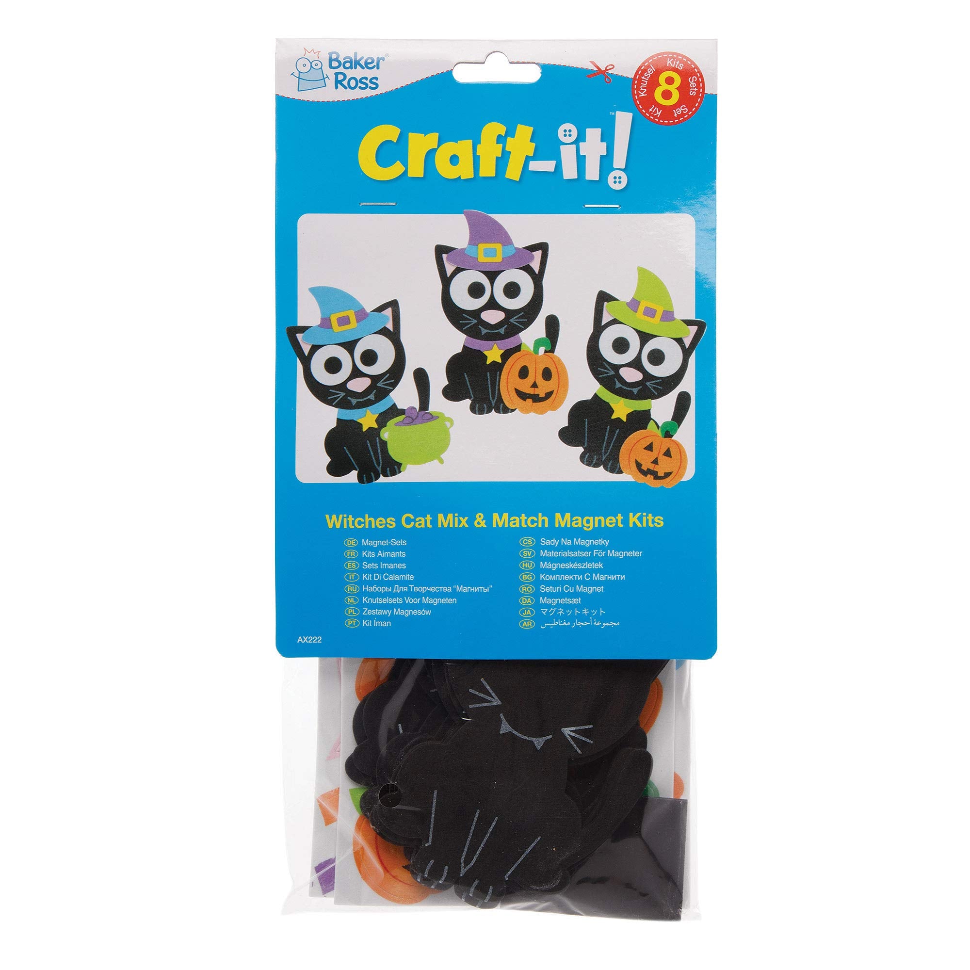 Baker Ross Witches Cat Mix and Match Halloween Decoration Magnet Kit - 8 Pack 3