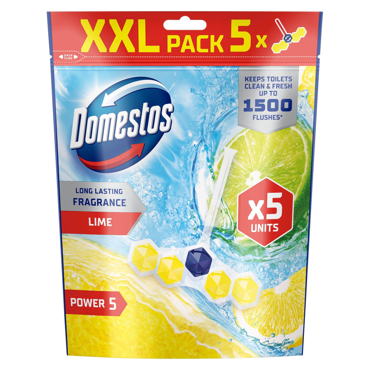 Domestos Power 5 Lime Toilet Rim Blocks - 5 Count (Pack of 2)