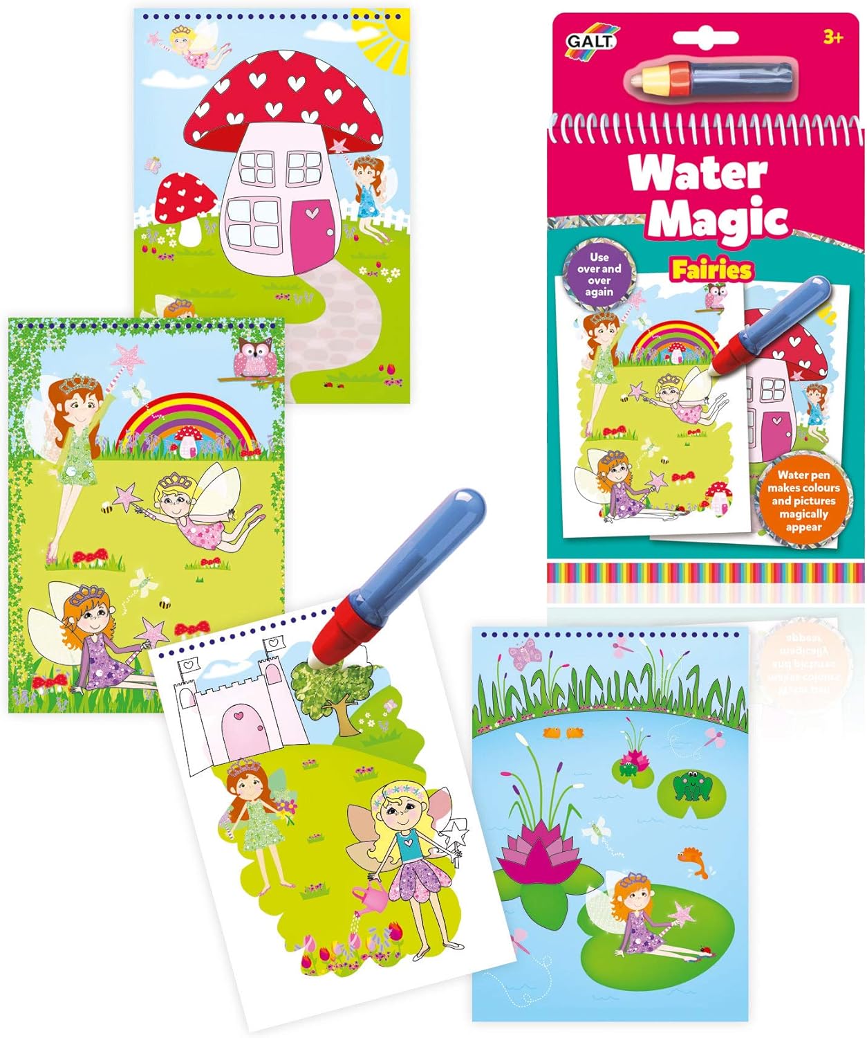Galt Water Magic - Fairies Reusable Water Reveal Colouring Book for Kids 3+ 4