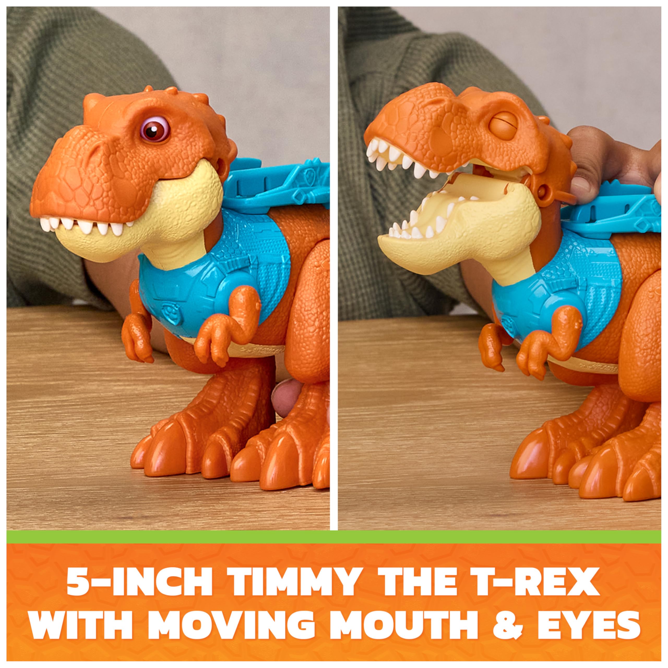 Paw Patrol Dino Movie Rex Roaring Pup Pals Figure Set with Articulated Timmy Dinosaur | Ages 3+ 3