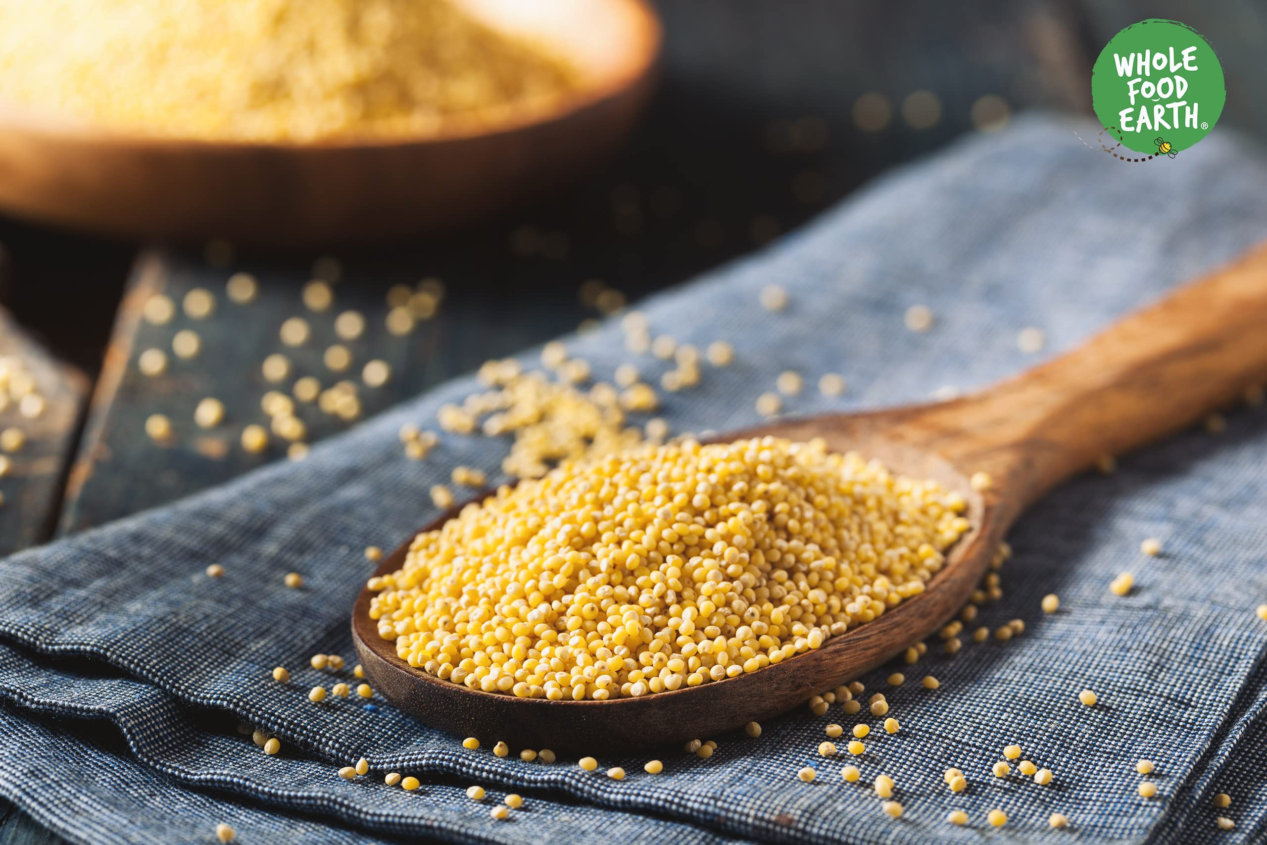 Wholefood Earth Millet Grain 1 kg - GMO Free, Gluten Free, High Fibre Whole Grain 5