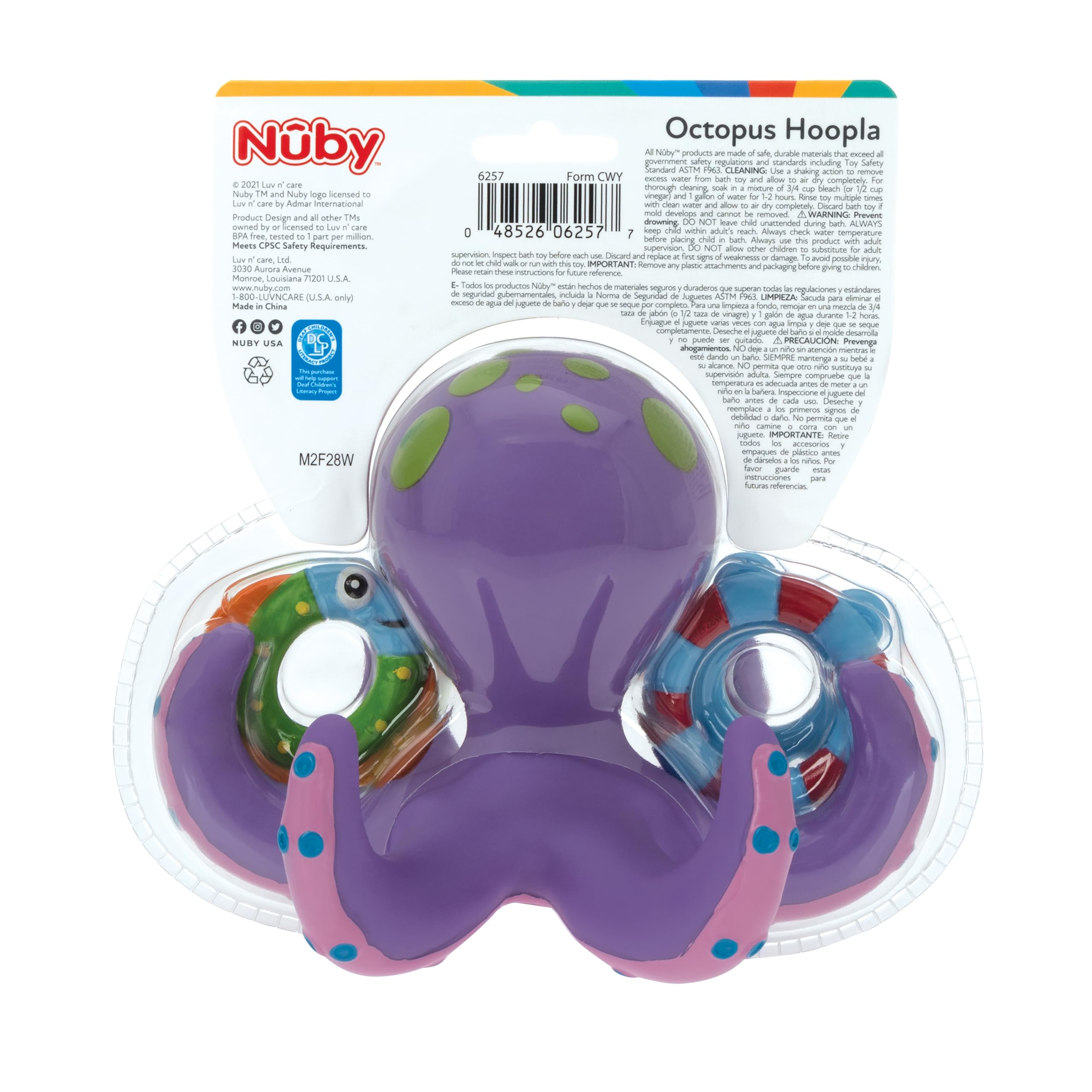 Nuby Octopus Floating Bath Toy - 3-Ring Toss for Sensory Play 7