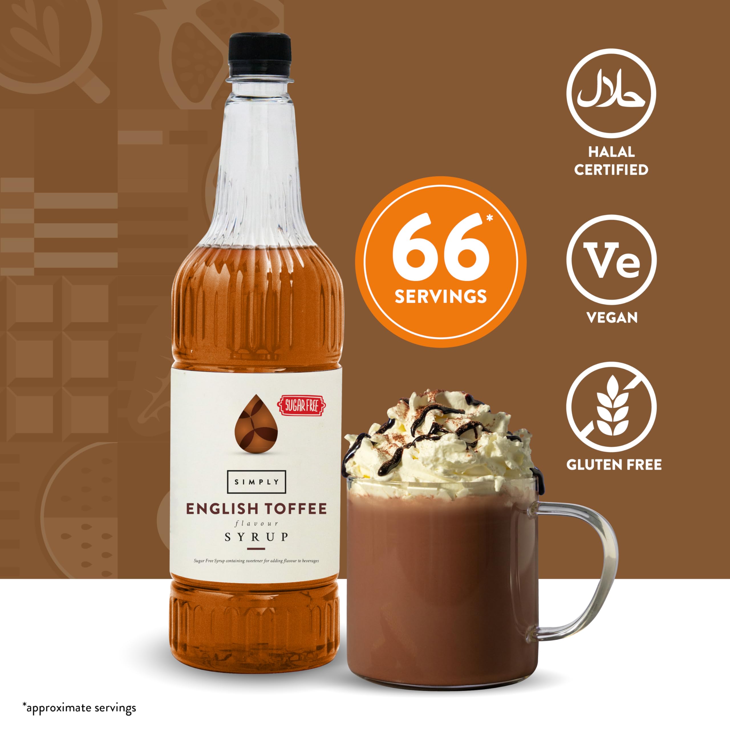 Simply Sugar Free English Toffee Syrup - 1 Litre | Low Calorie | Vegan