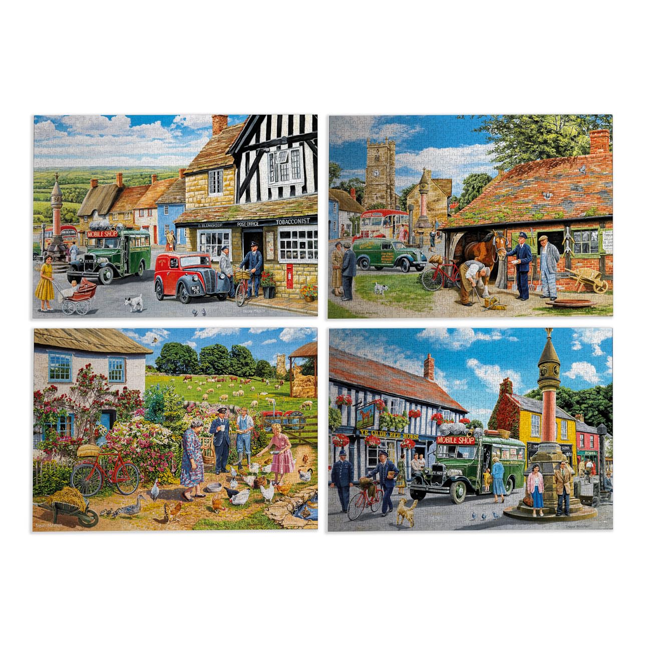 Gibsons Daily Deliveries Jigsaw Puzzle Set - 4 x 500 Pieces | Trevor Mitchell Art