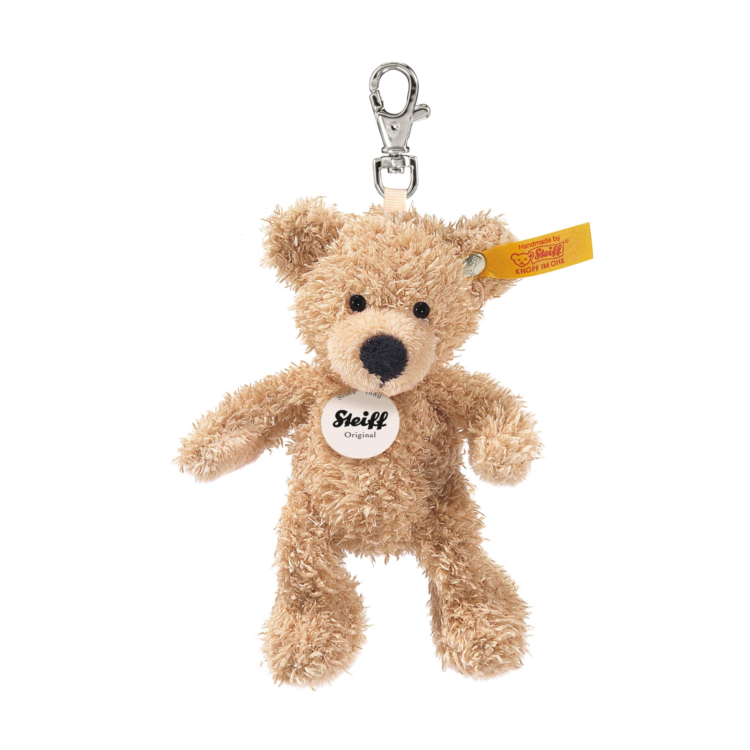 Steiff Fynn Teddy Bear Keyring - Plush Beige 12cm with Button in Ear 7