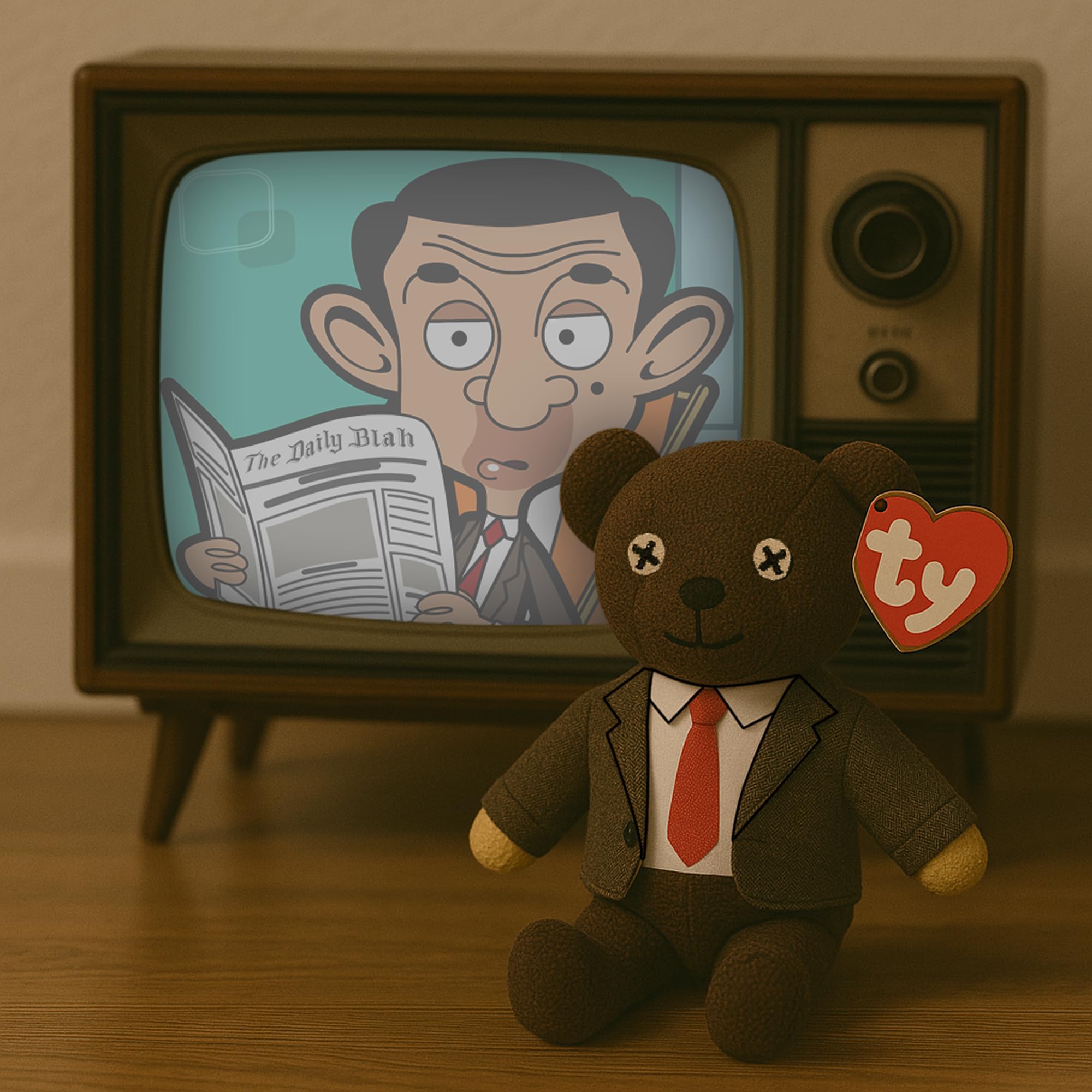 TY Mr. Bean Teddy Bear in Shirt & Tie - Soft Plush Toy Collectible 5