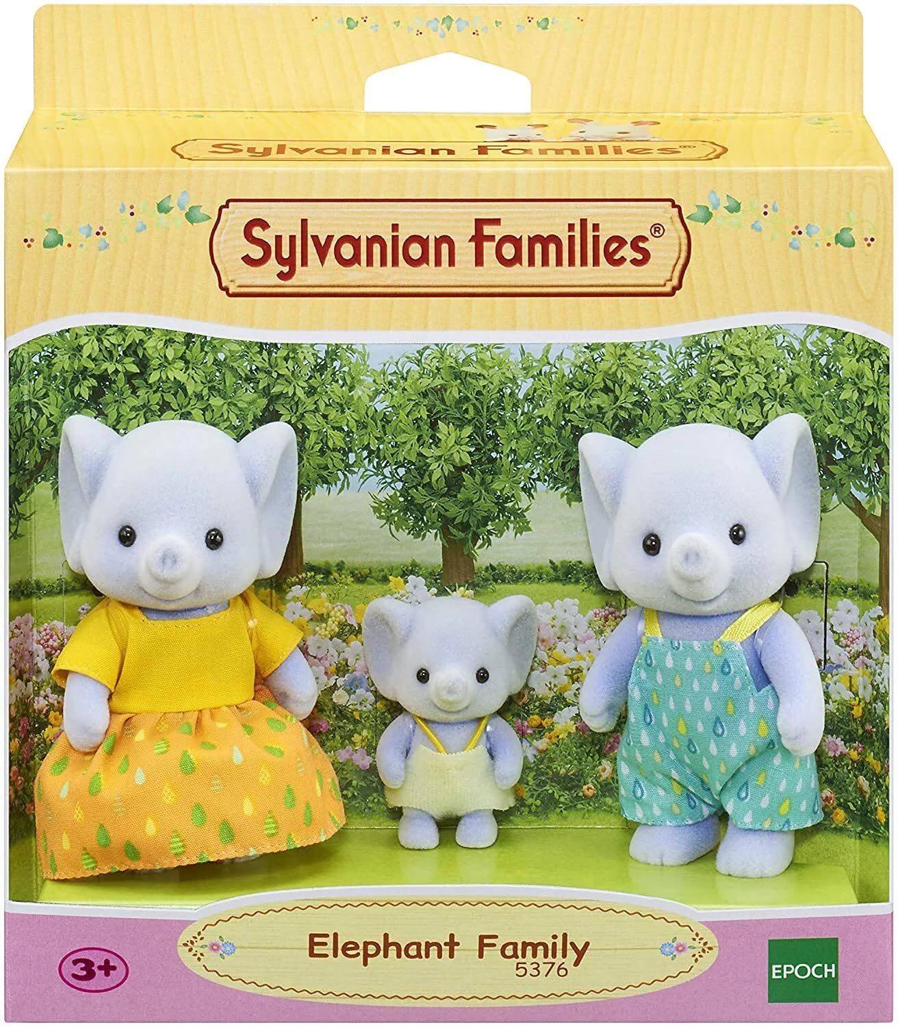 Sylvanian Families 5376 Elephant Family - Posable Collectible Doll Set for Ages 3+ 3