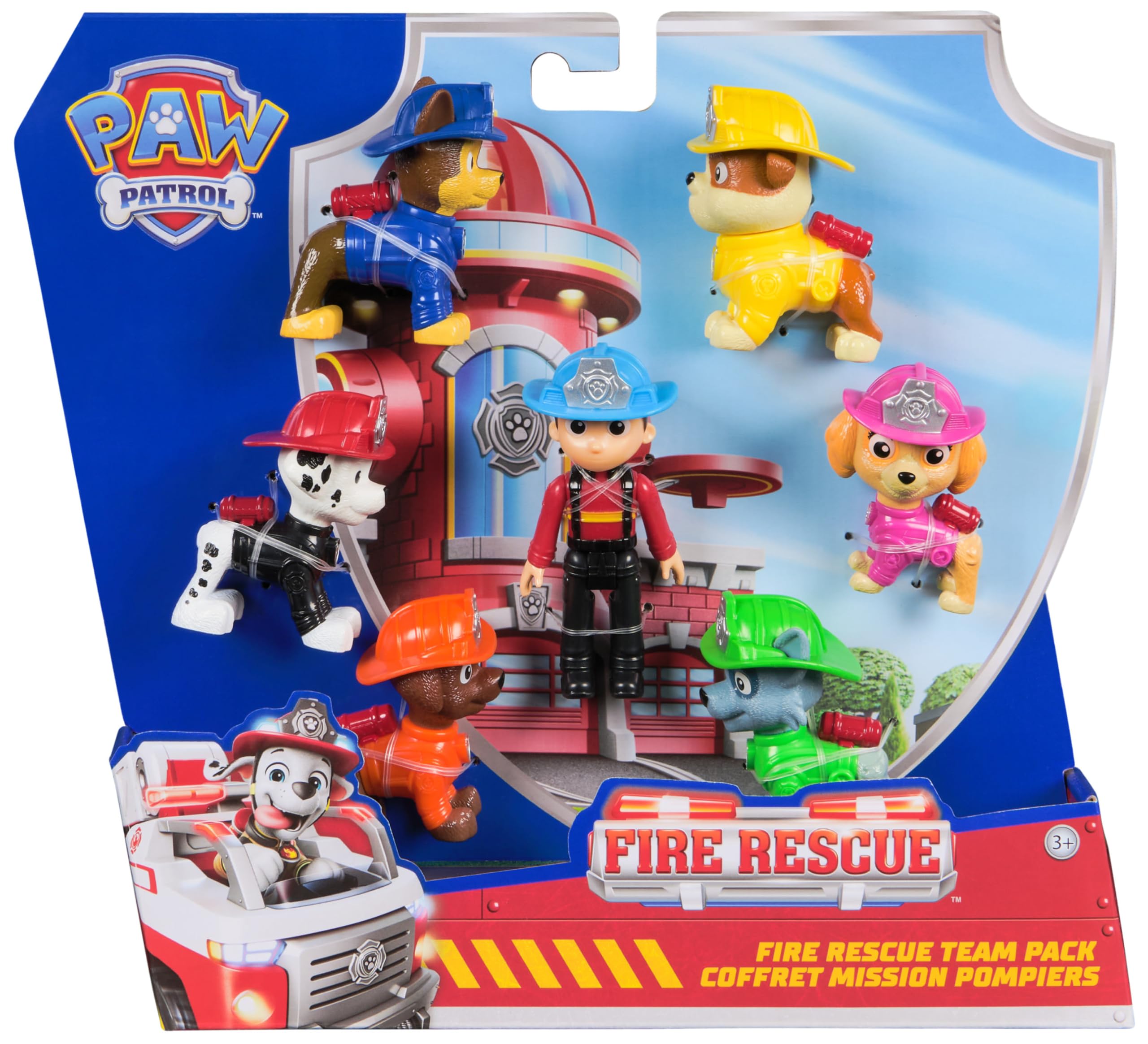 Paw Patrol Fire Rescue Team Pack with 7 Collectible Action Figures - Movable Heads & Fire Gear for Ages 3+ 3