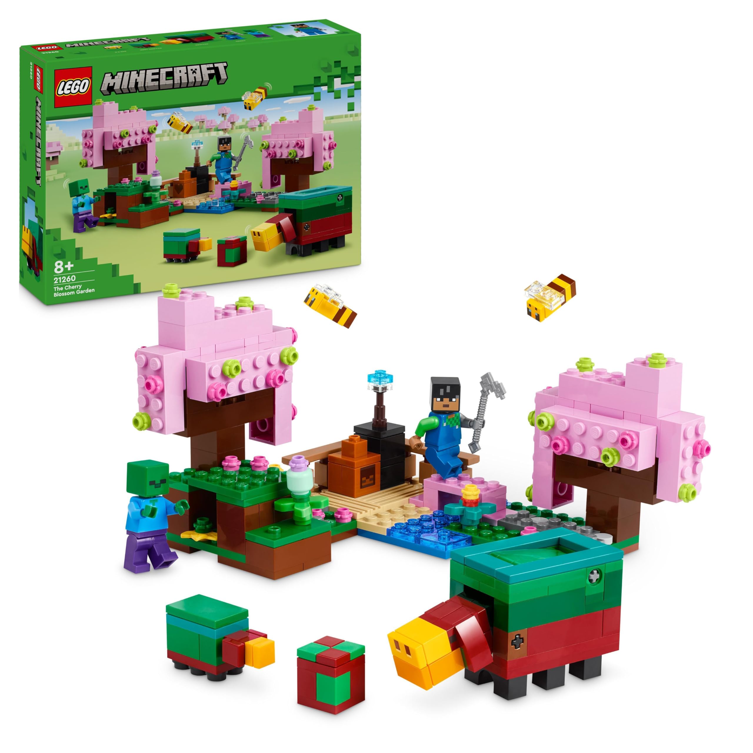 LEGO Minecraft The Cherry Blossom Garden Playset - Building Toy with Sunny, Sniffer & Zombie Figures for Kids 8+