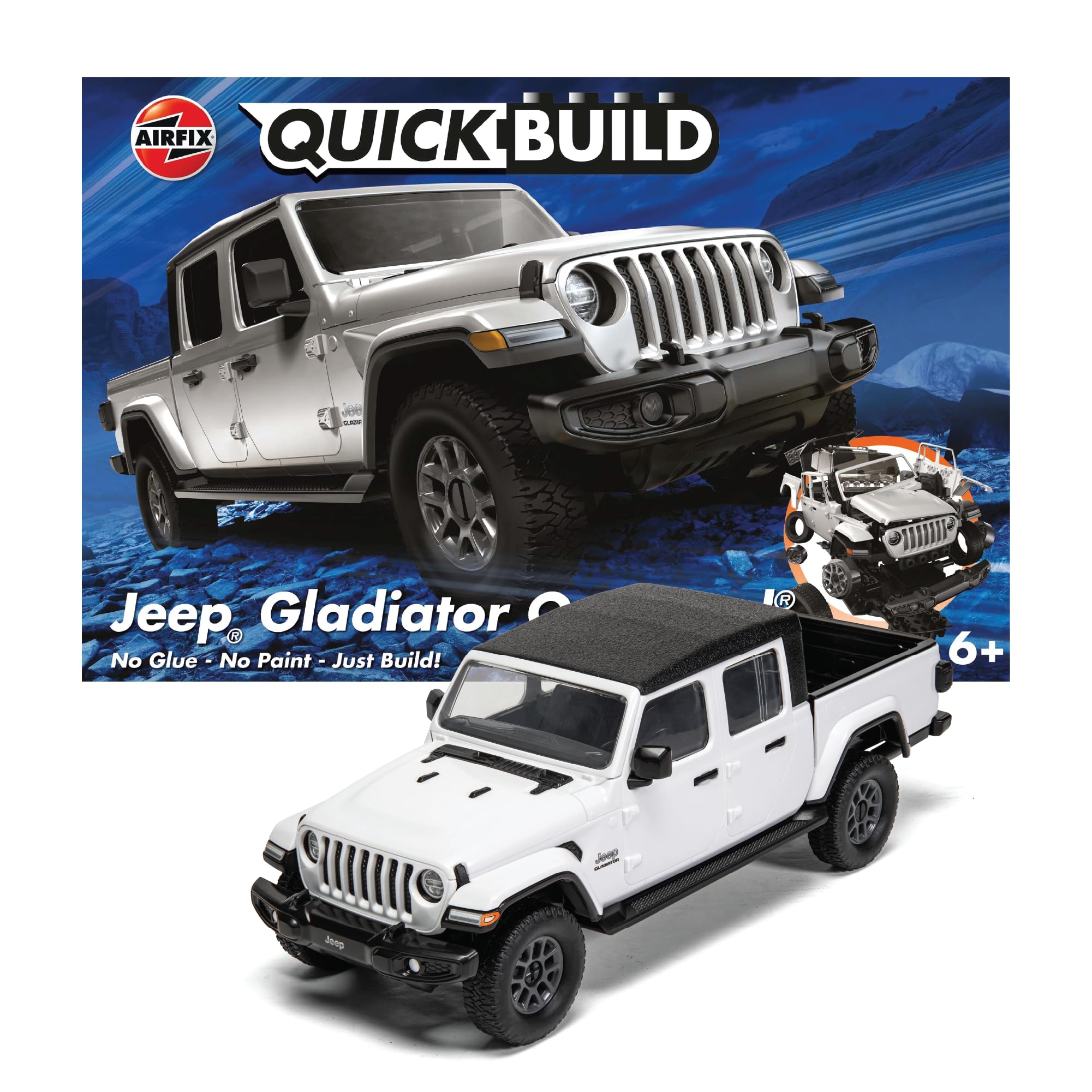 Airfix QUICKBUILD Jeep Gladiator Model Car Kit - No Glue Plastic Model for Kids 6+ 6