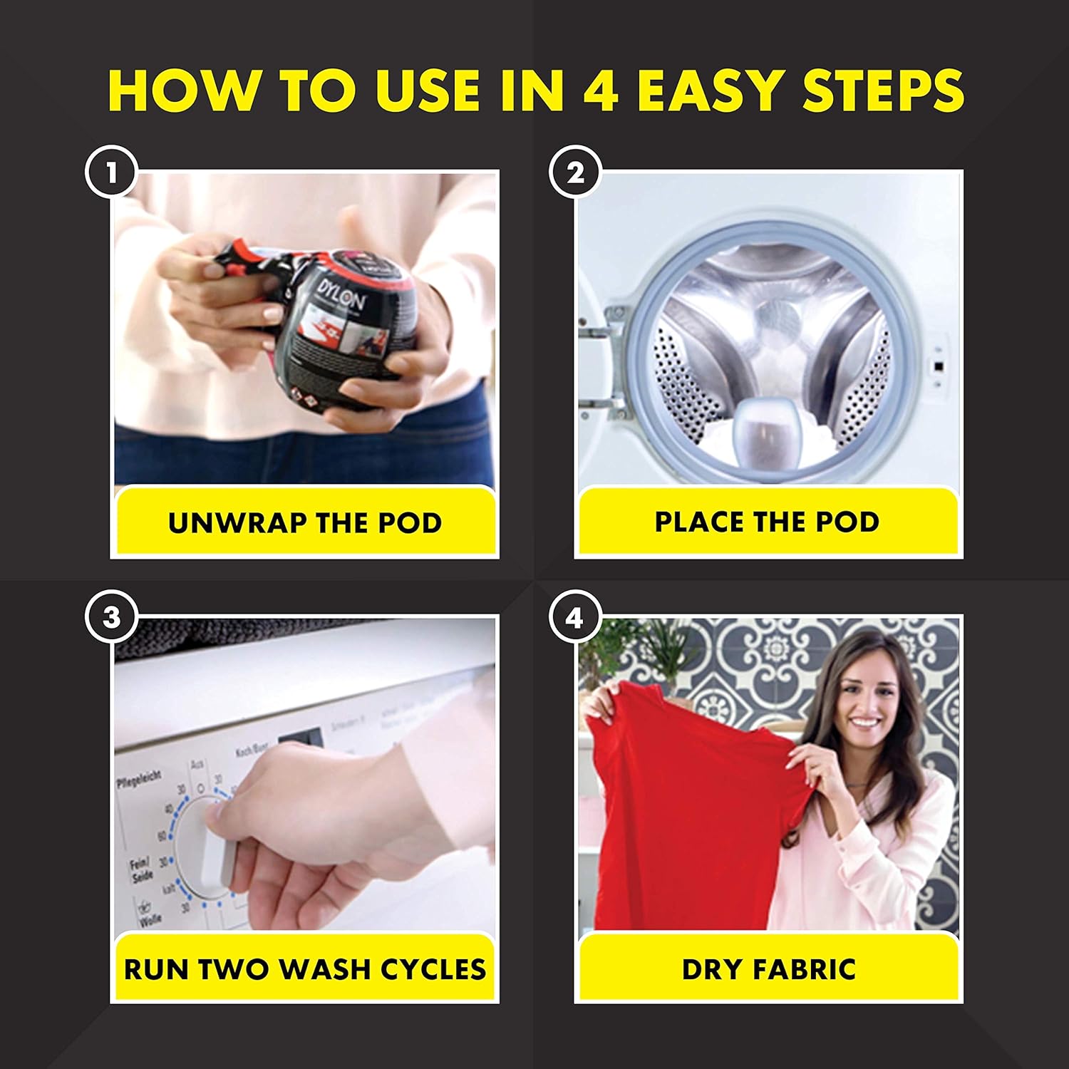 DYLON - Washing Machine Fabric Dye Pod for Clothes & Soft Furnishings, 350g – Navy Blue 4