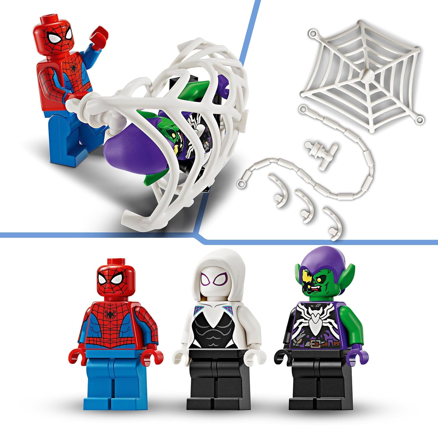 LEGO Marvel Spider-Man Race Car & Venom Green Goblin - Super Hero Building Toy for Kids 7+