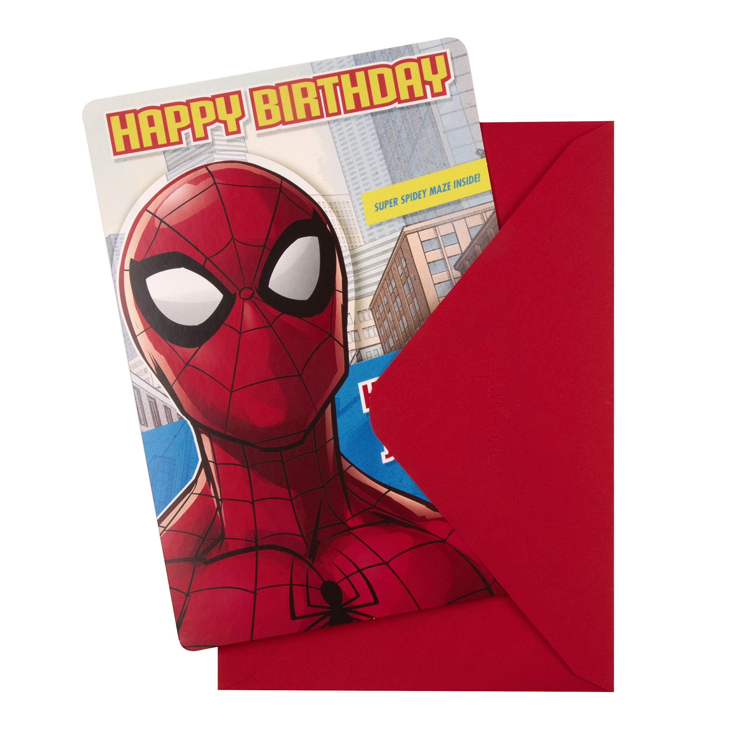 Hallmark Spider-Man Birthday Card for Kids with Maze Activity | 22.8cm x 15.9cm