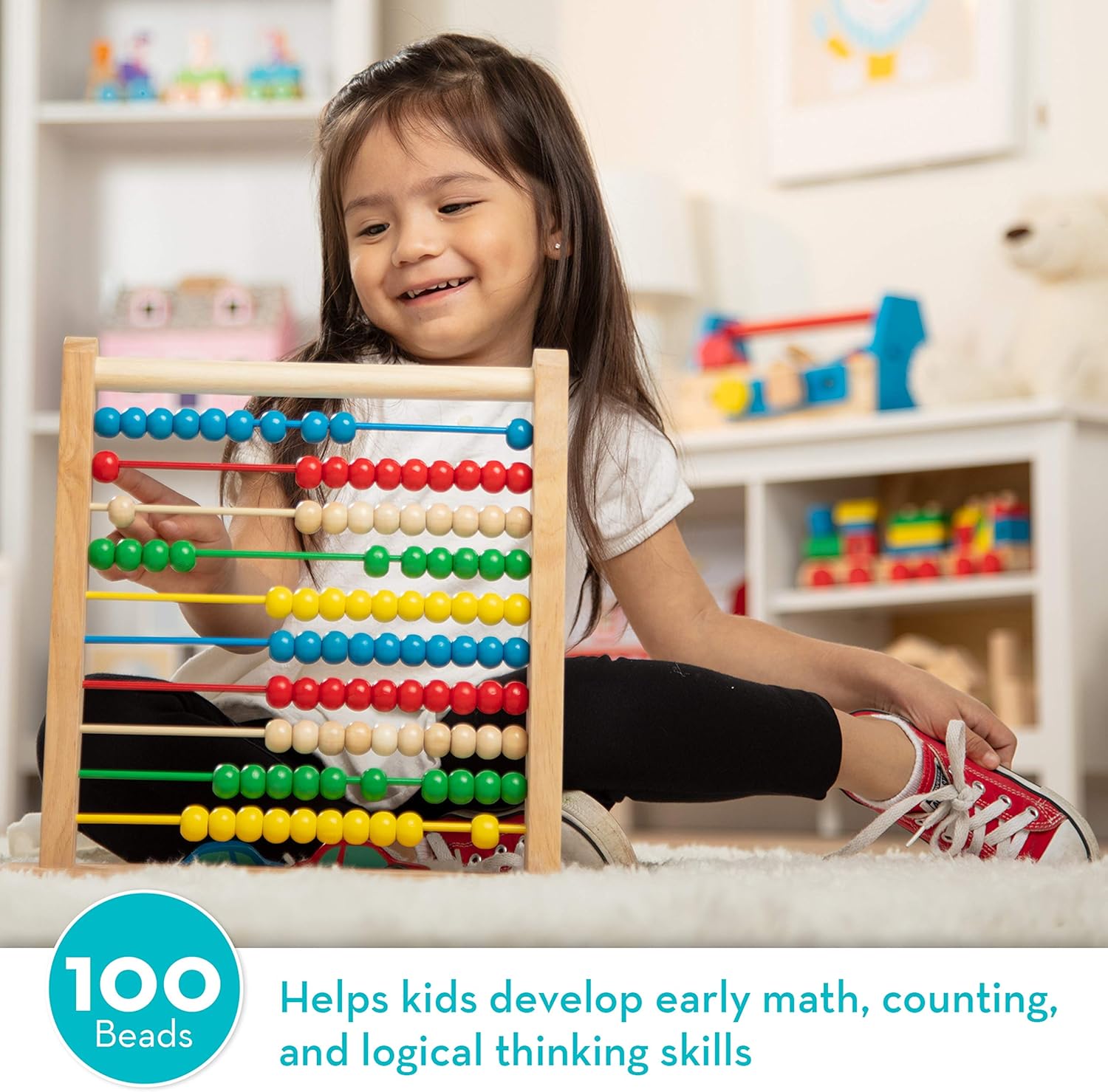 Melissa & Doug Wooden Abacus - Educational Counting Frame for Kids 3