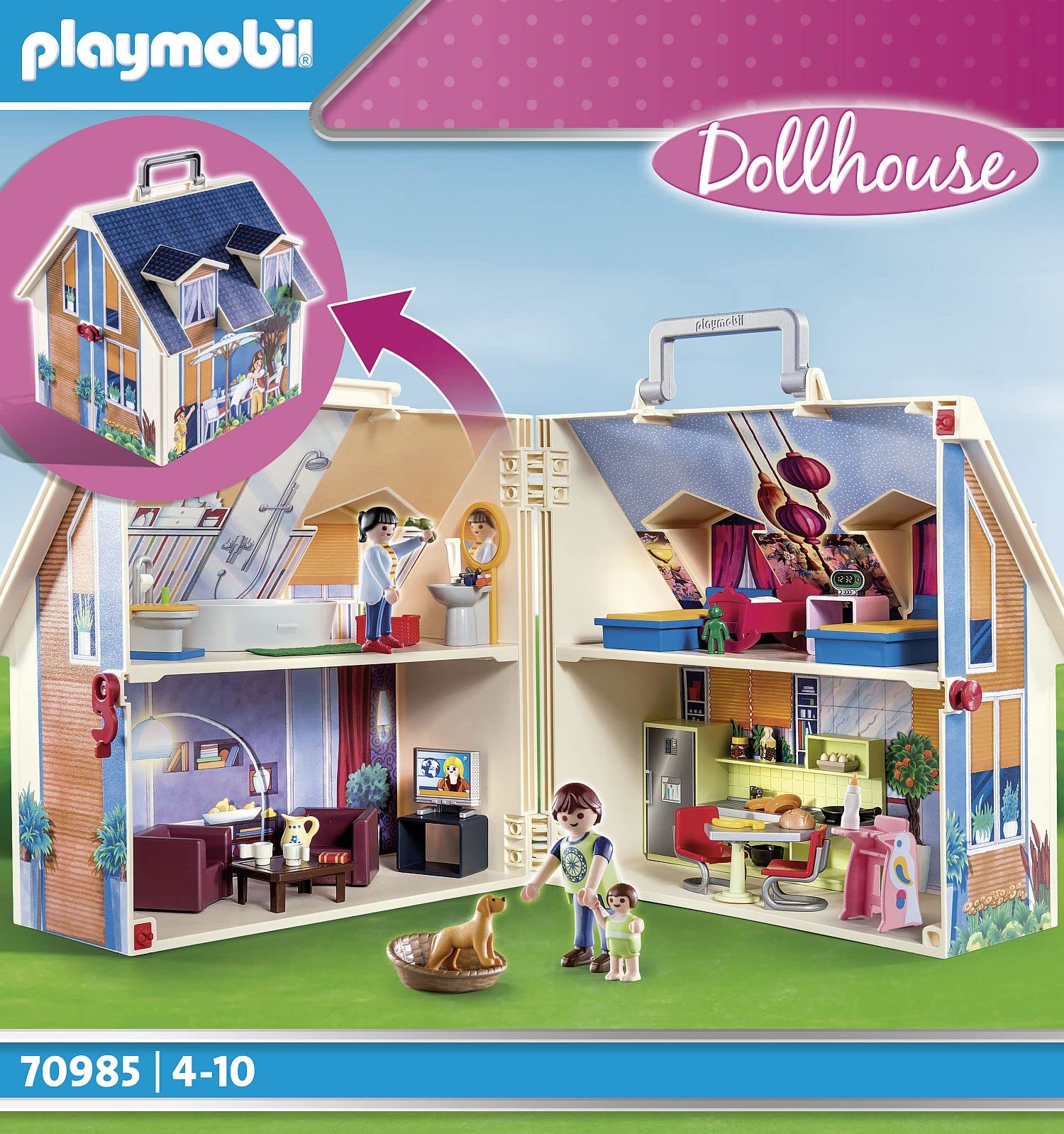 Playmobil Take Along Modern Doll House 70985 - Portable Fold-Out Playset for Ages 4+ 5