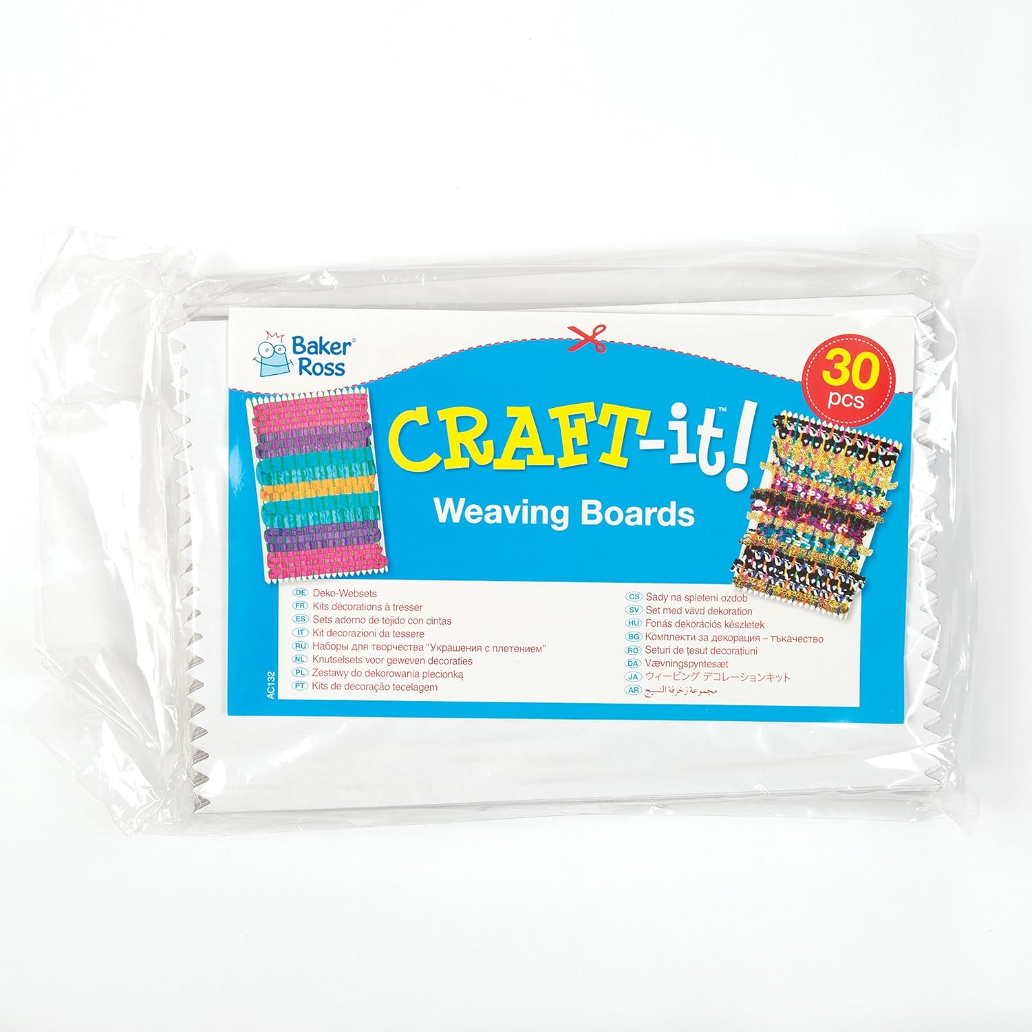 Baker Ross AC132 Weaving Cards - 30 Pack Craft Kit for Kids, 800gsm Card, 22 x 14 cm 3