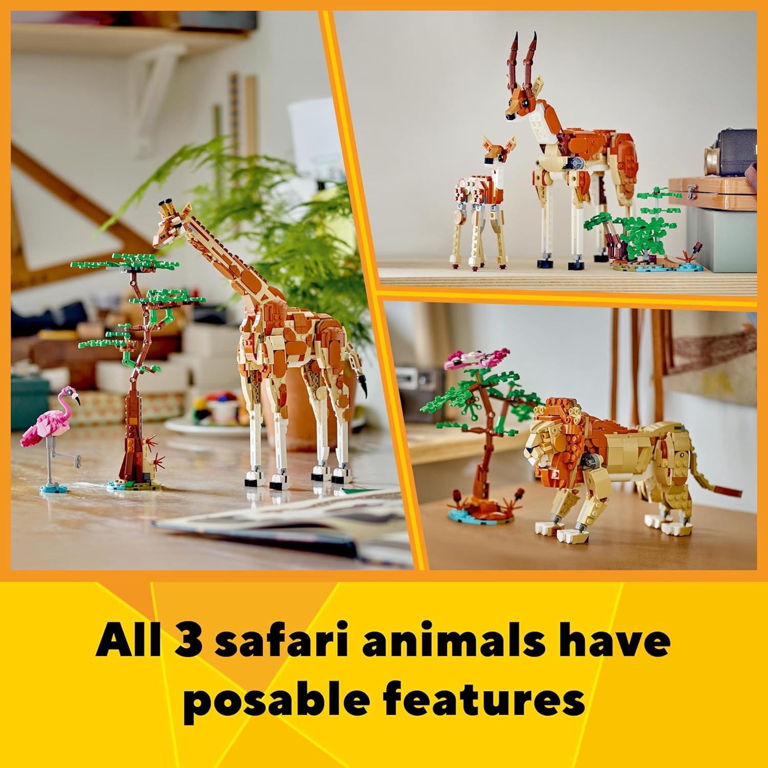 LEGO Creator 3in1 Wild Safari Animals - Buildable Giraffe, Gazelle & Lion Playset for Kids 9+ 3