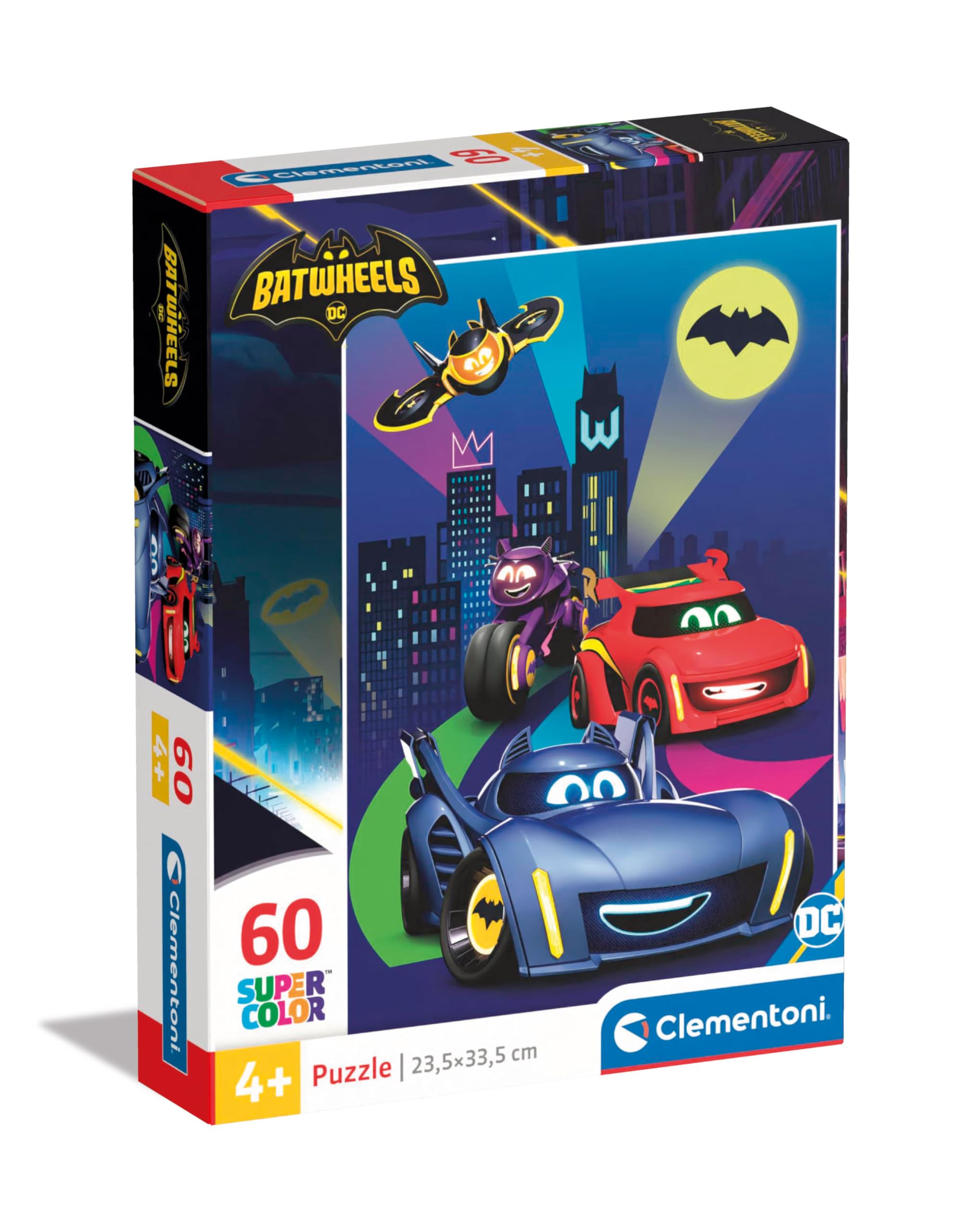 Clementoni Supercolor Batwheels Jigsaw Puzzle - 60 Pieces | Ages 4-7 | 33.5 x 23.5 cm