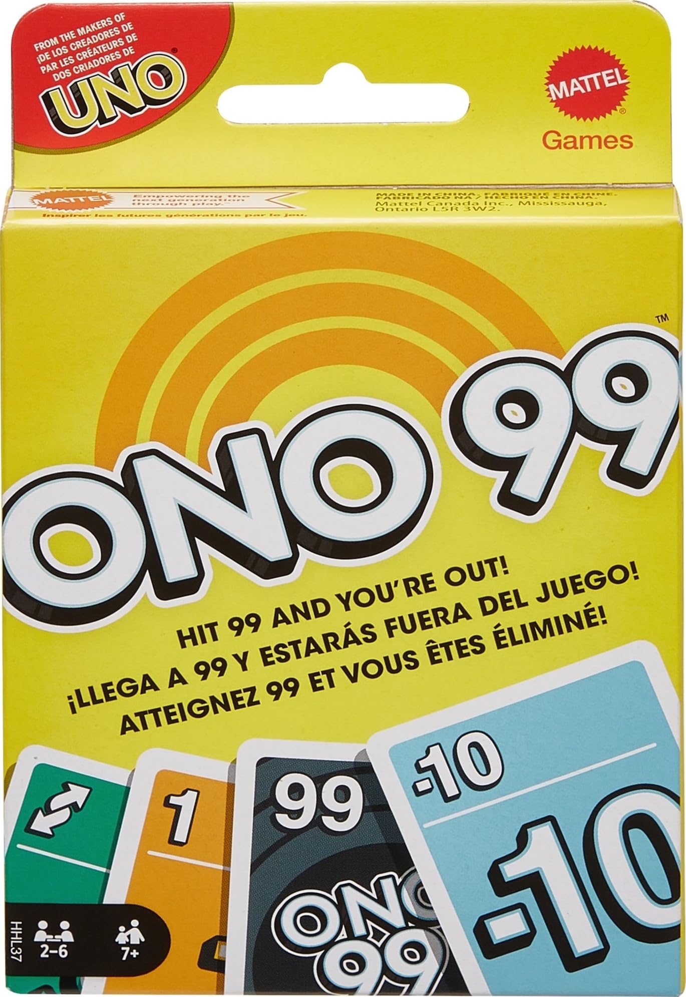 Mattel Games ONO 99 Card Game - Fast-Paced Math Skills Practice | Ages 7+ | Up to 10 Players