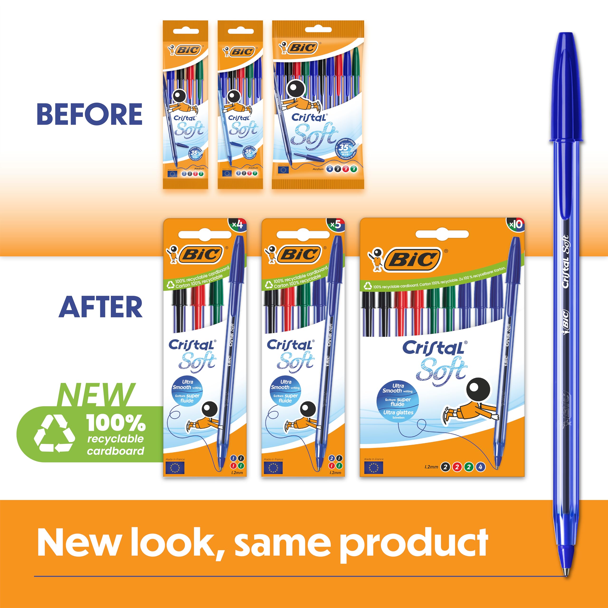BIC Cristal Soft Ballpoint Pens - Smooth Softline Ink | Medium 1.2mm Tip | Smudge Free | Pack of 10 4
