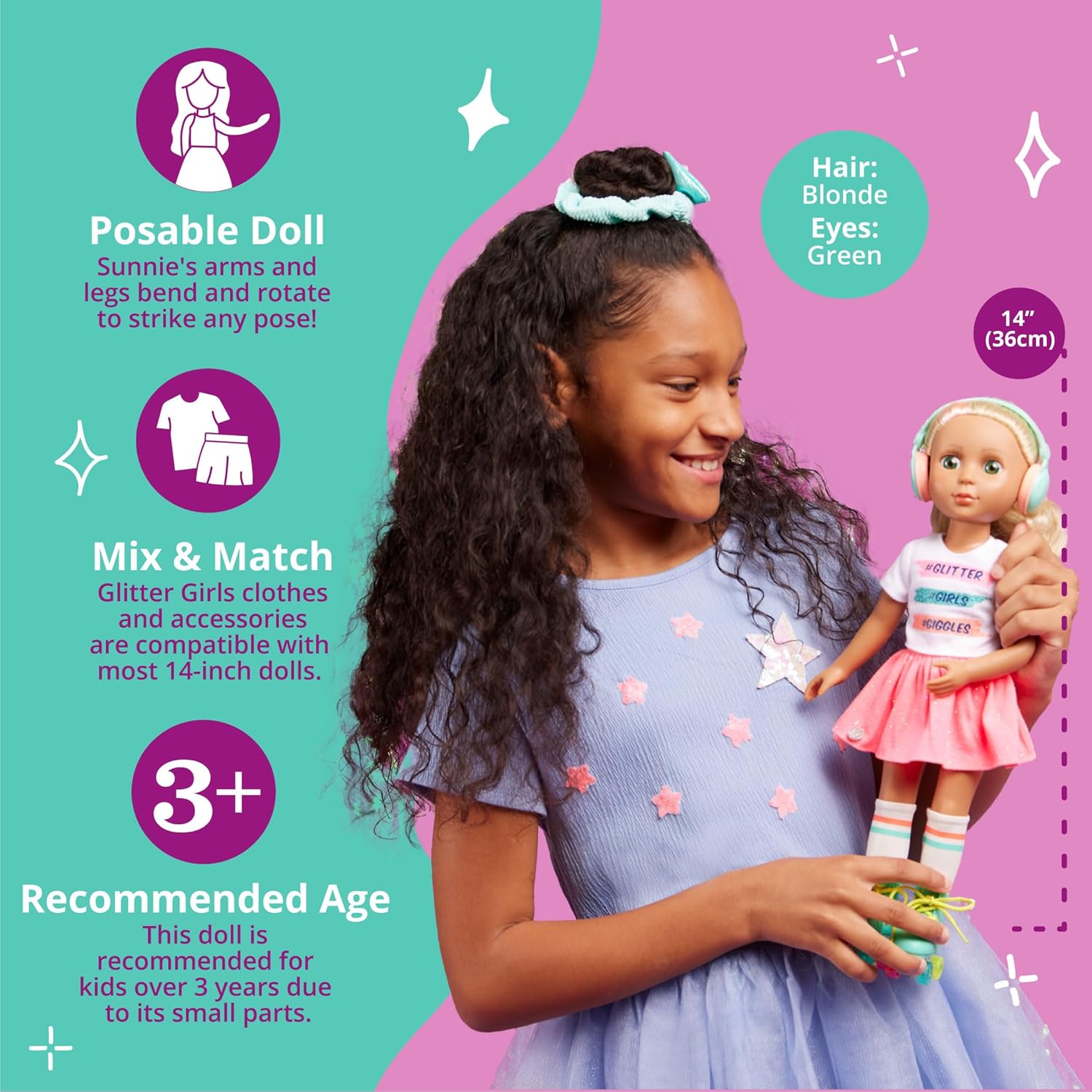 Glitter Girls Sunnie - 14" Fashion Doll with Roller Skates & Blonde Hair 5