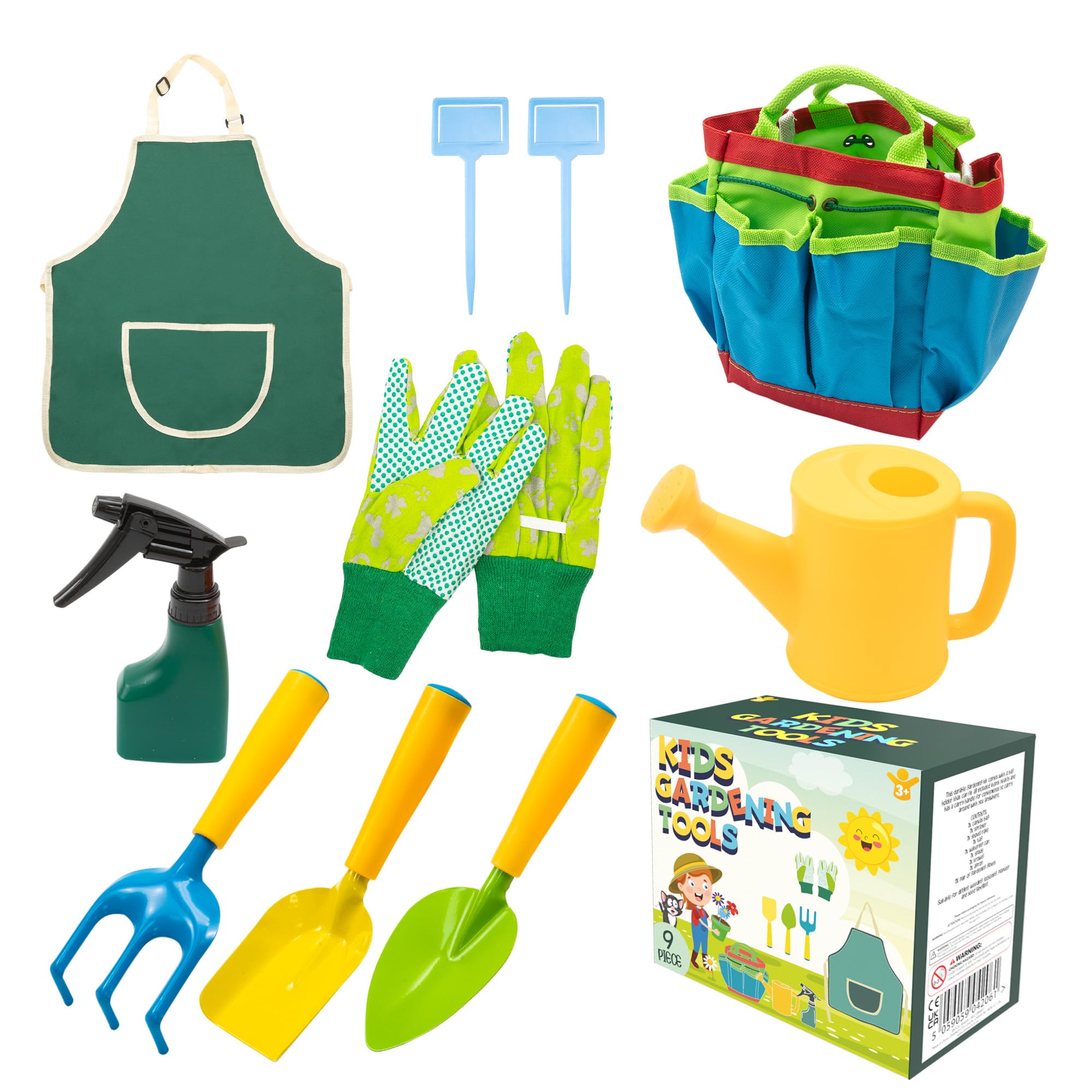 Pelle & Sol 10-Piece Kids Gardening Tool Set - Durable Metal & Plastic Tools for Ages 4+