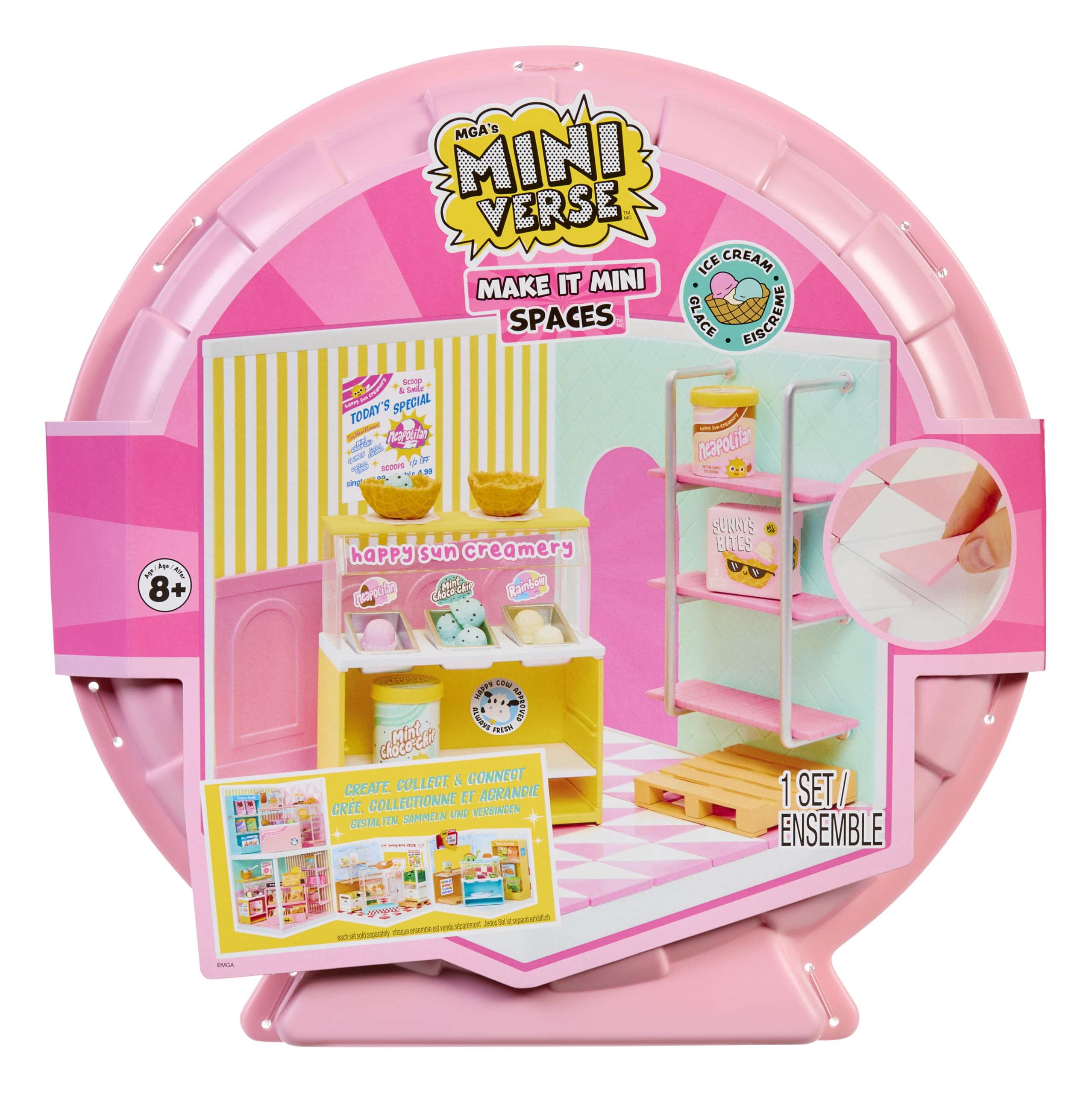 MGA's Miniverse Make It Mini Spaces Ice Cream Shop - Building Set for Kids 3+