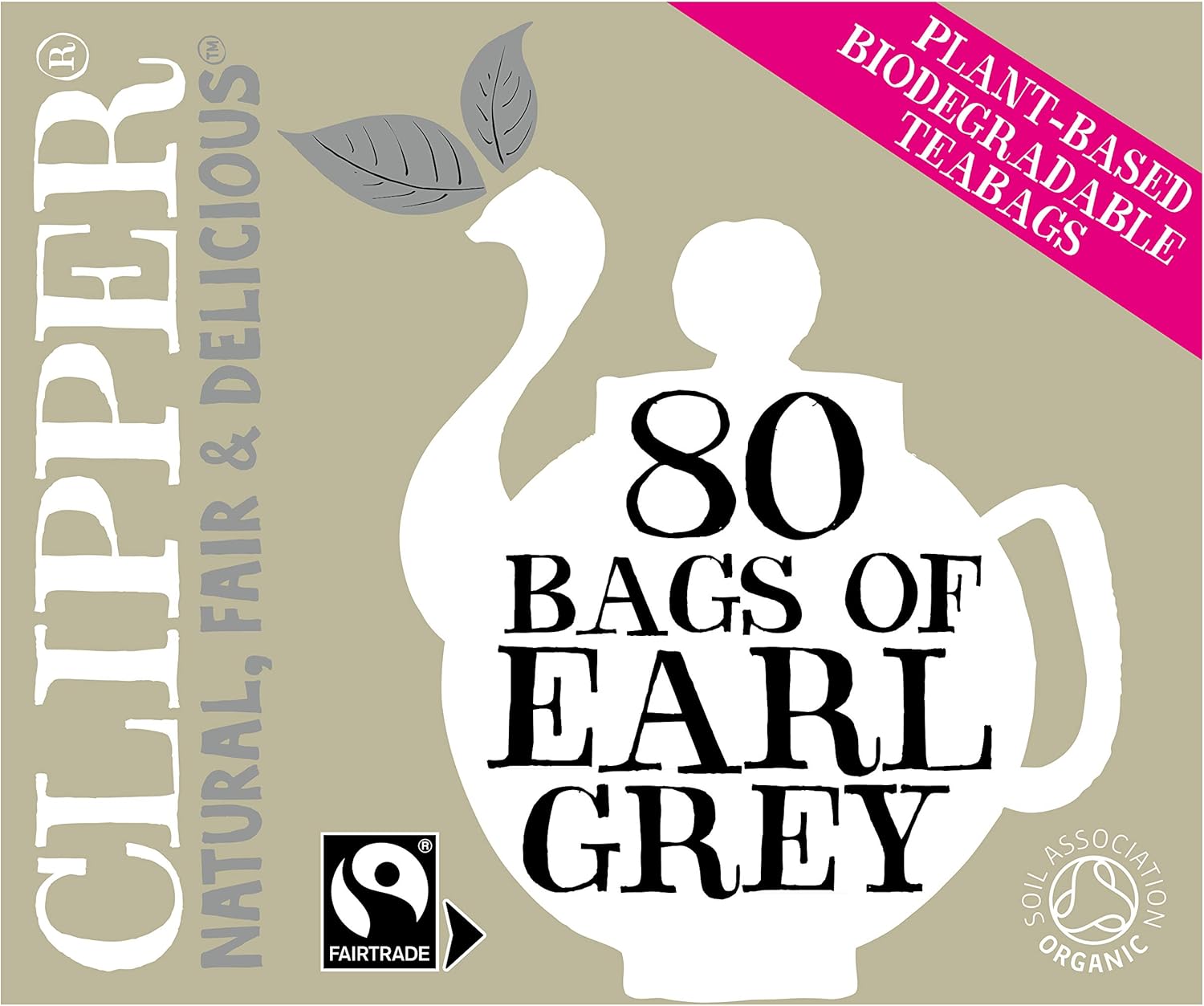 Clipper Organic Fairtrade Everyday Earl Grey 80 Teabags 200g (Pack of 6) - 480 Teabags Total