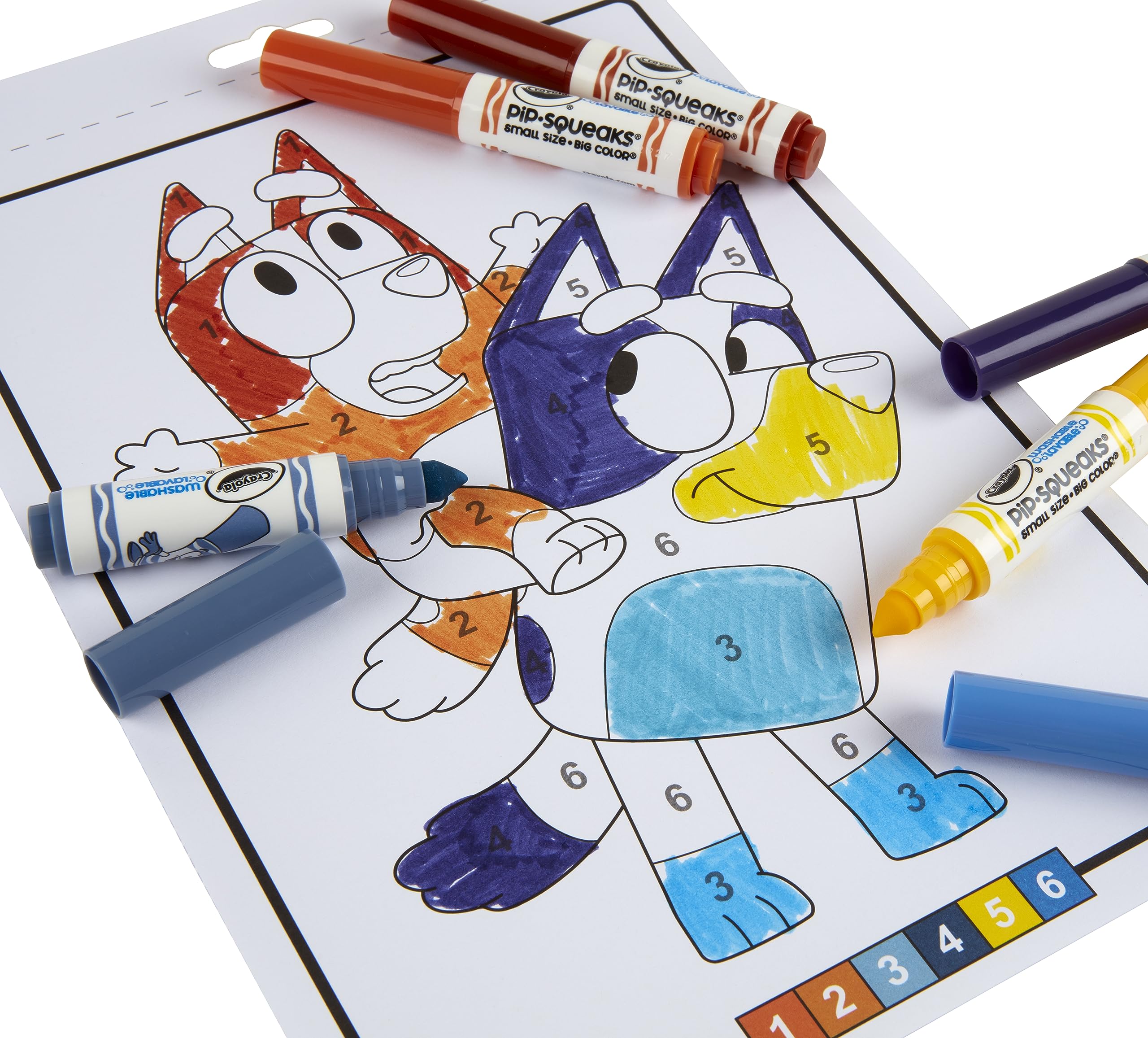 CRAYOLA Colour by Numbers - Bluey Activity Set | 16 Pages | 6 Mini-Markers | Ages 3+