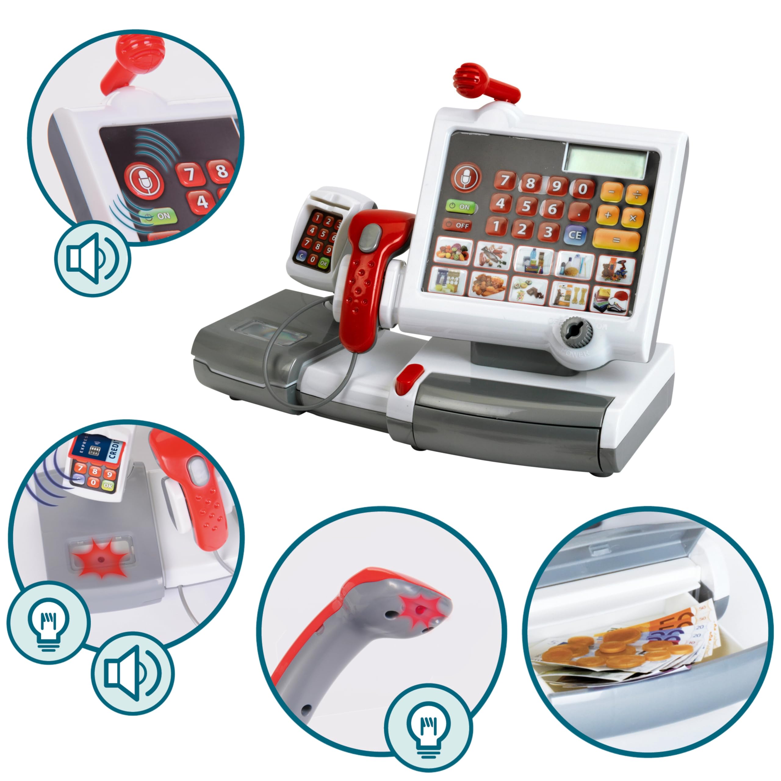 Theo Klein Toy Cash Register 9356 with Scanner, Scales, Light & Sound | Ages 3+ 3