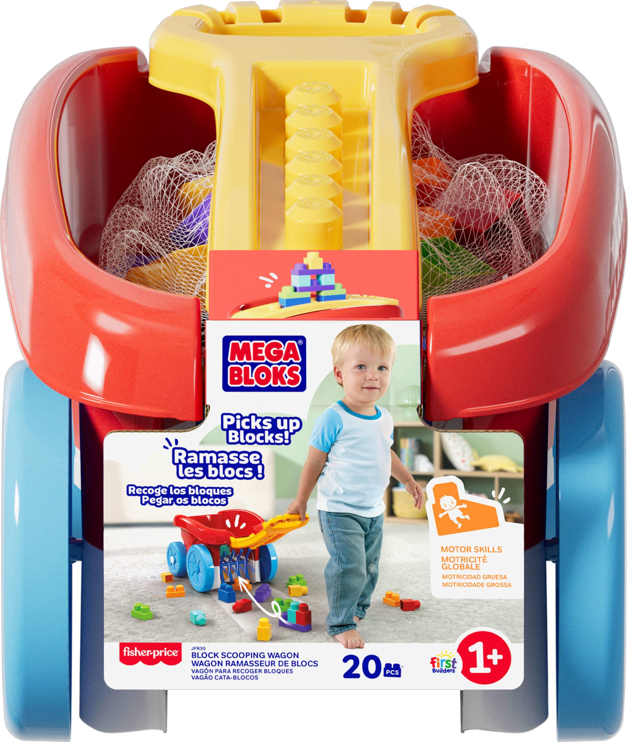 MEGA BLOKS First Builders Toddler Building Toy - Block Scooping Pull Wagon with 20 Big Building Blocks for Ages 1+ 12