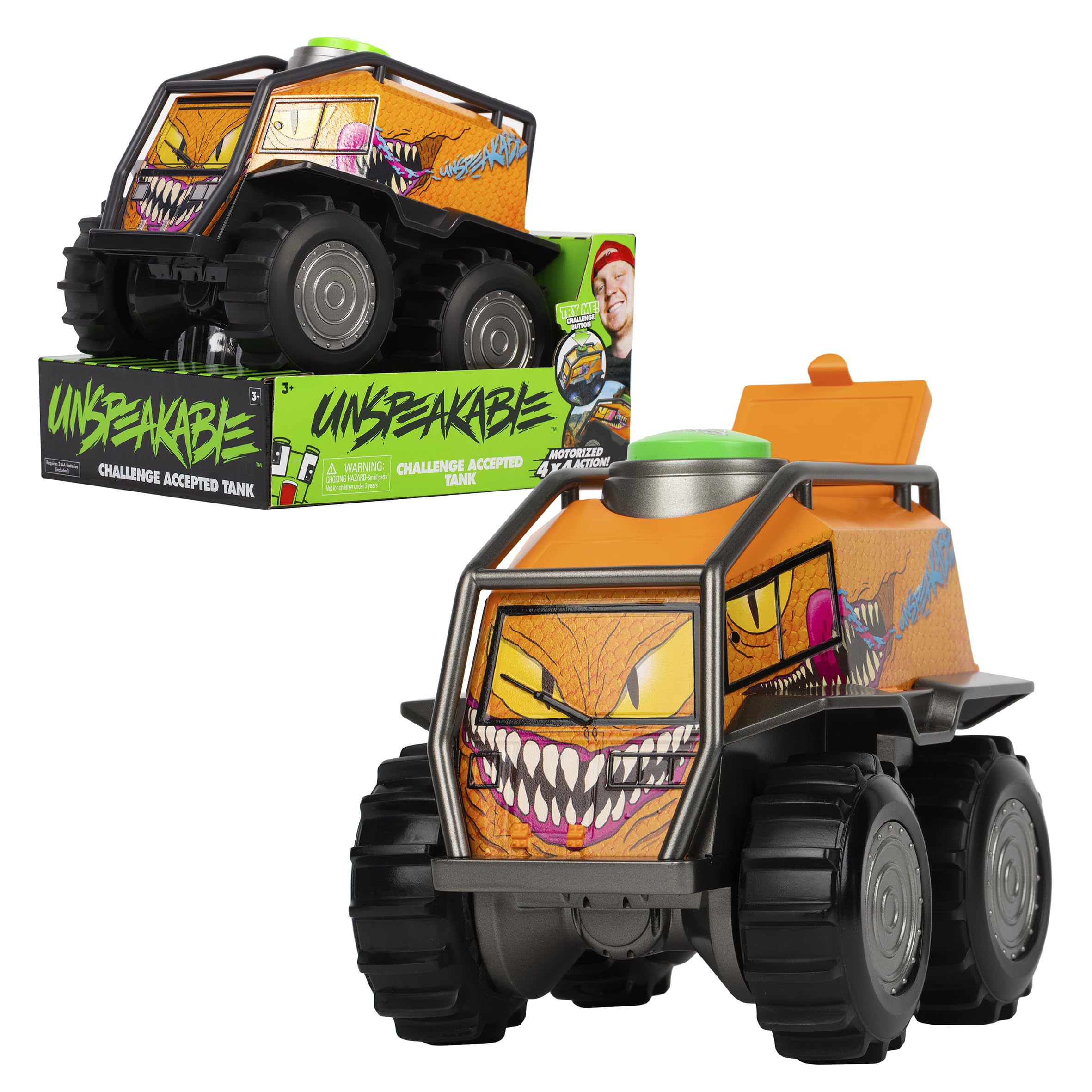 Unspeakable Challenge Accepted Tank - 8" Motorized Action Vehicle with Sound Effects