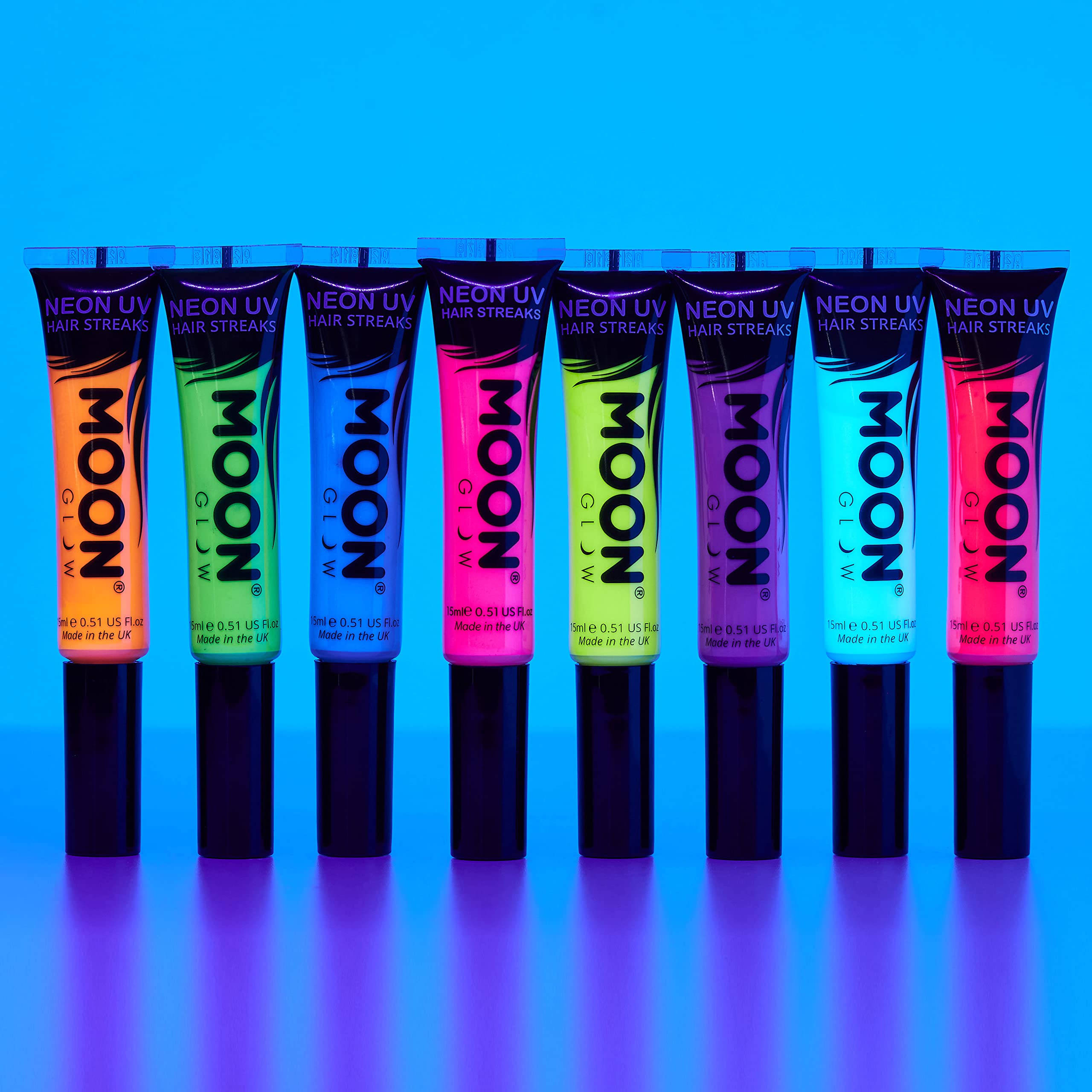 Moon Glow - Intense Neon UV Hair Streaks (Red) | Hair Mascara for Temporary Neon Hair Colour, Glows Under UV/Blacklight 6