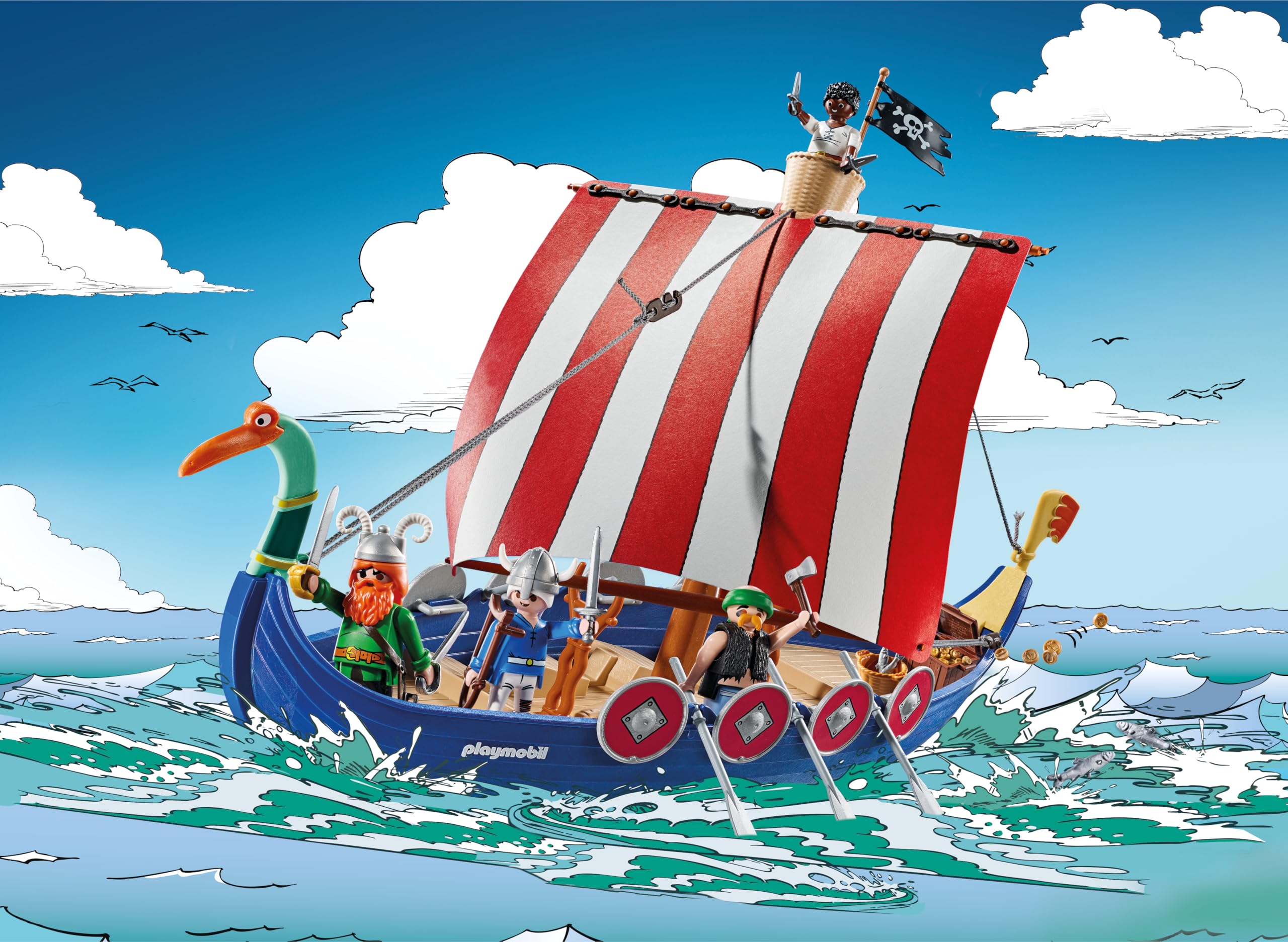 PLAYMOBIL Asterix Pirate Ship Playset - Action Figures & Adventure Toy for Kids 4-10 Years