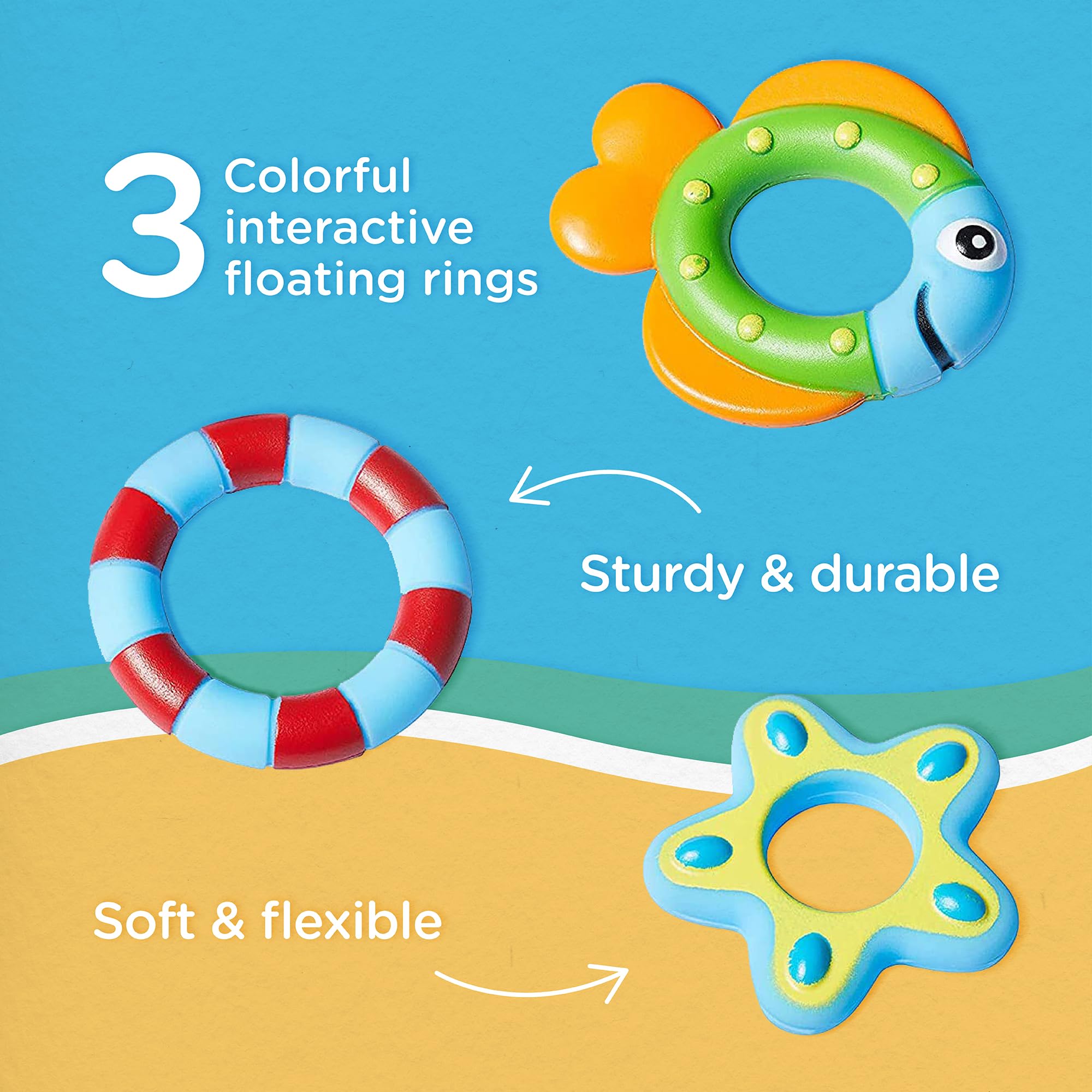 Nuby Octopus Floating Bath Toy - 3-Ring Toss for Sensory Play 8