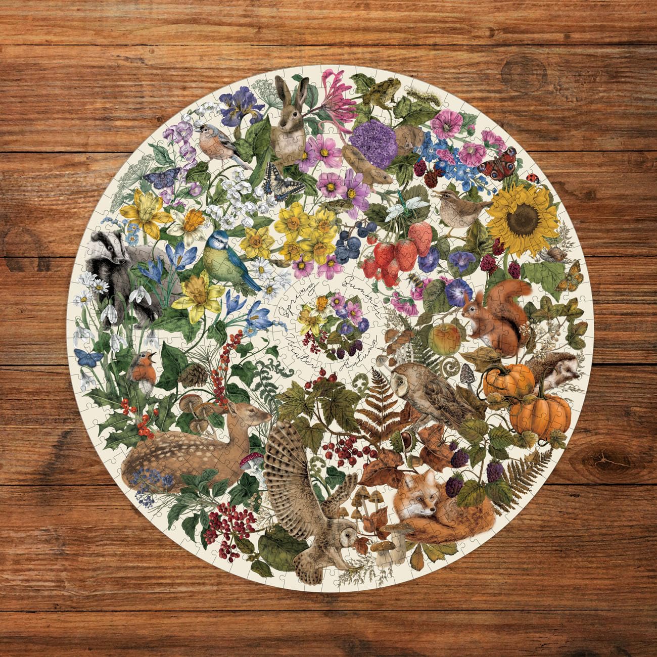 Gibsons The Art File Nature’s Seasons 500 Piece Circular Jigsaw Puzzle | 49 cm Diameter