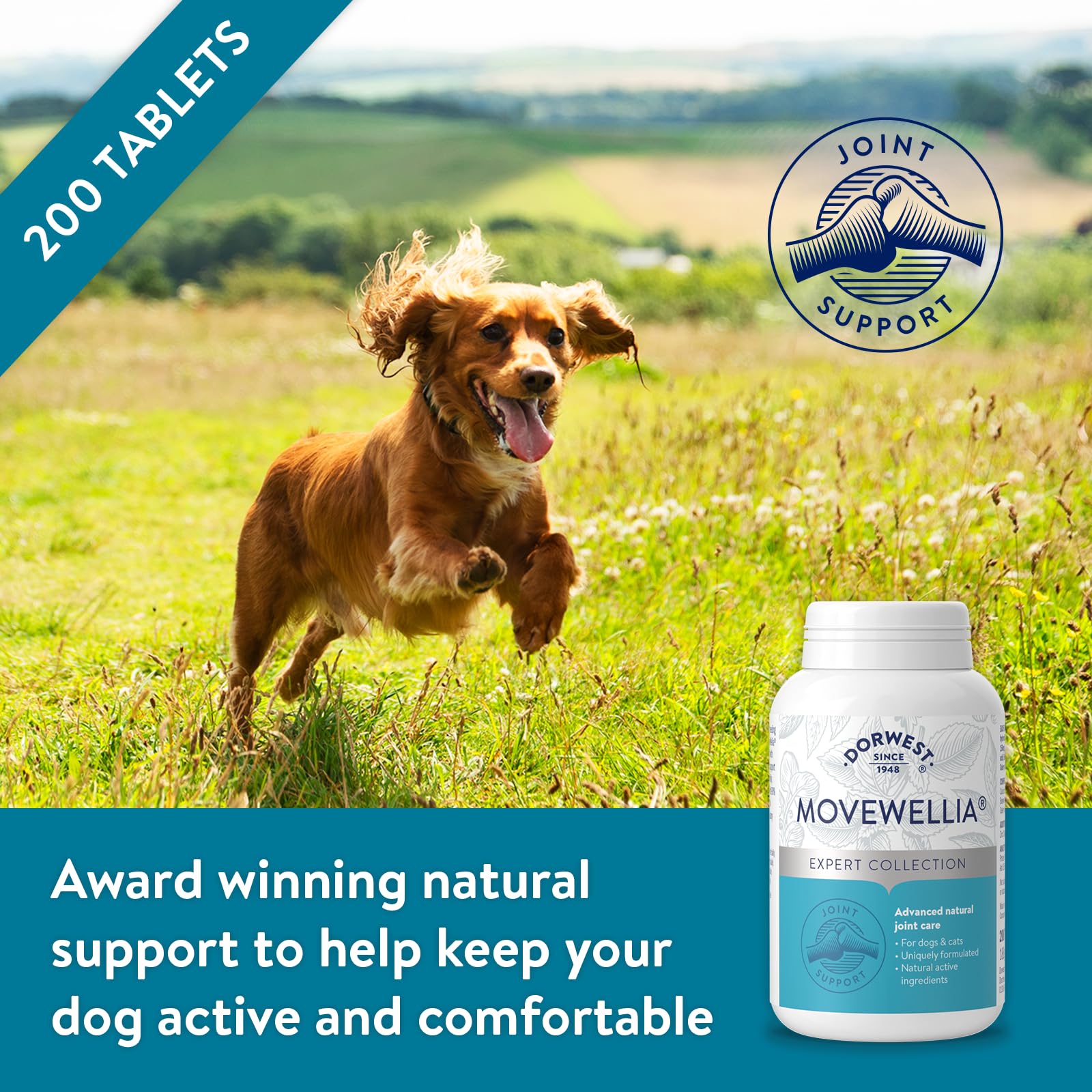 DORWEST HERBS MoveWellia Joint Care Supplement for Dogs and Cats - 200 Tablets