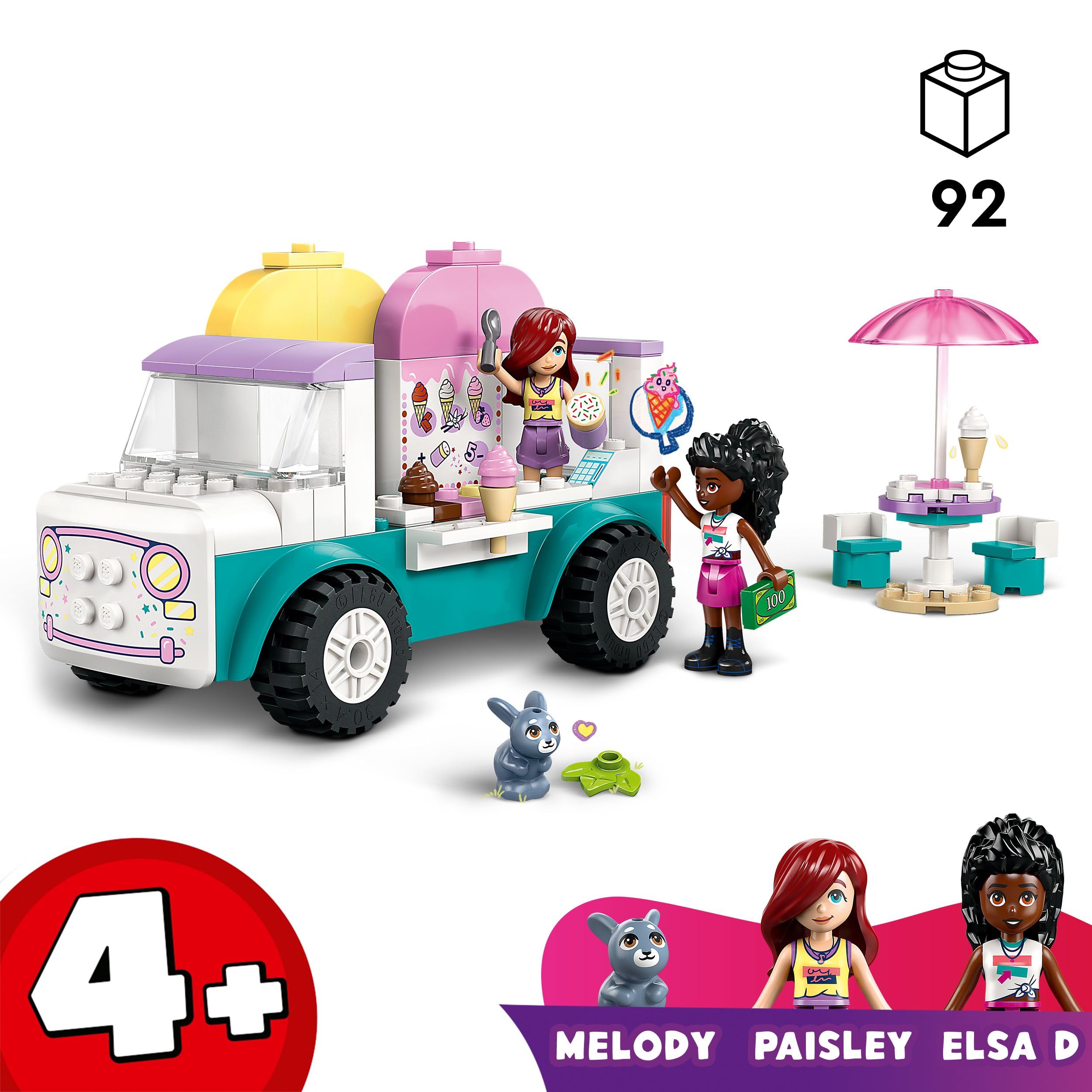 LEGO Friends Heartlake City Ice Cream Van Toy - Pretend Play Building Set for Ages 4+ 4