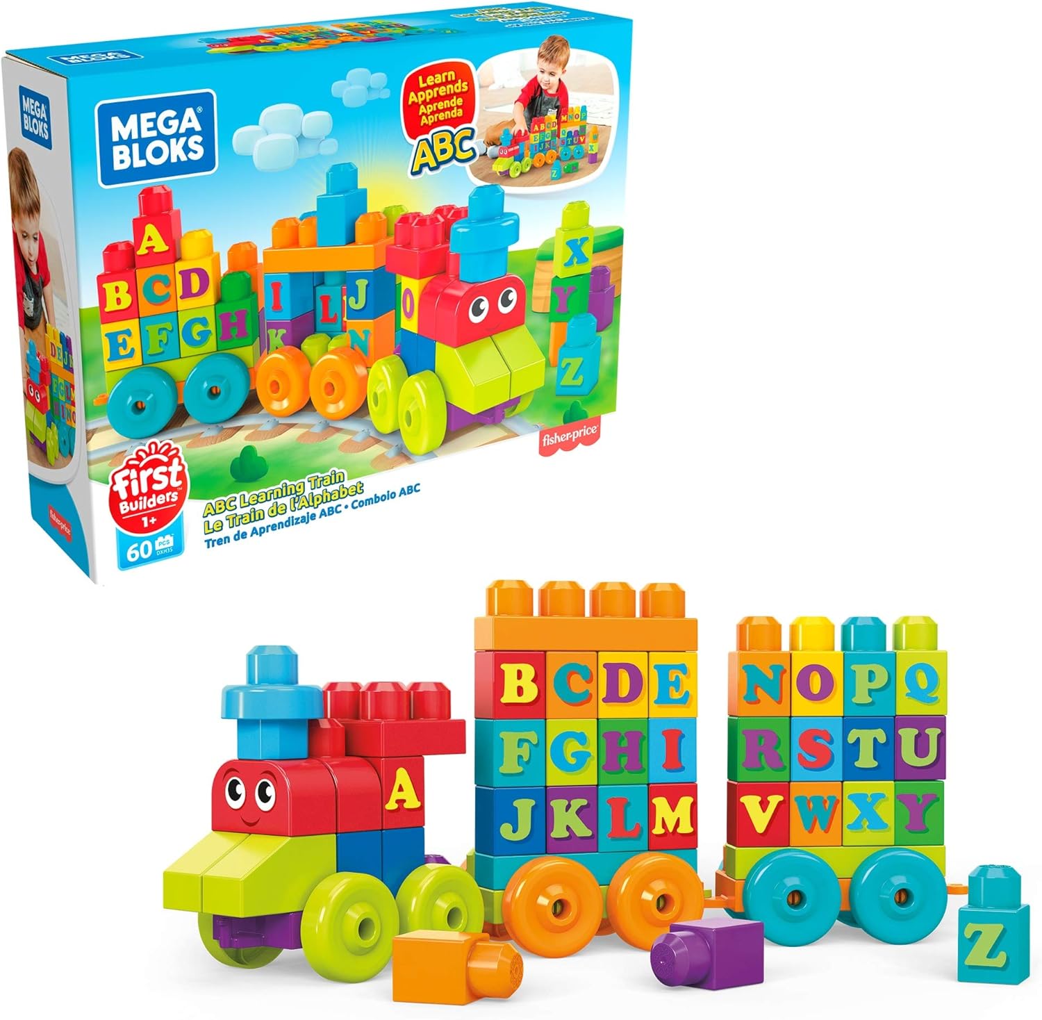 Mega Bloks Building Basics ABC Learning Train - Educational Building Set for Toddlers 1+