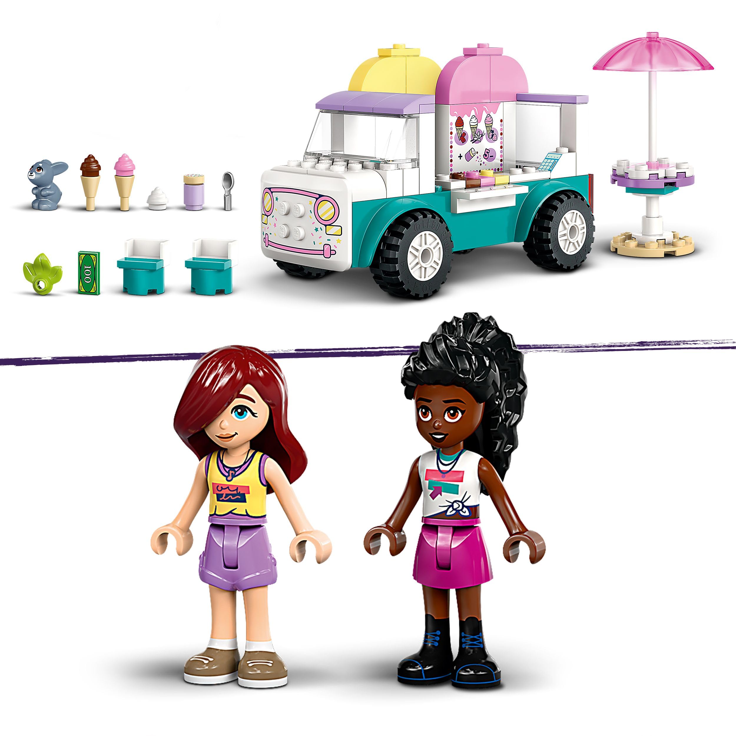 LEGO Friends Heartlake City Ice Cream Van Toy - Pretend Play Building Set for Ages 4+ 5