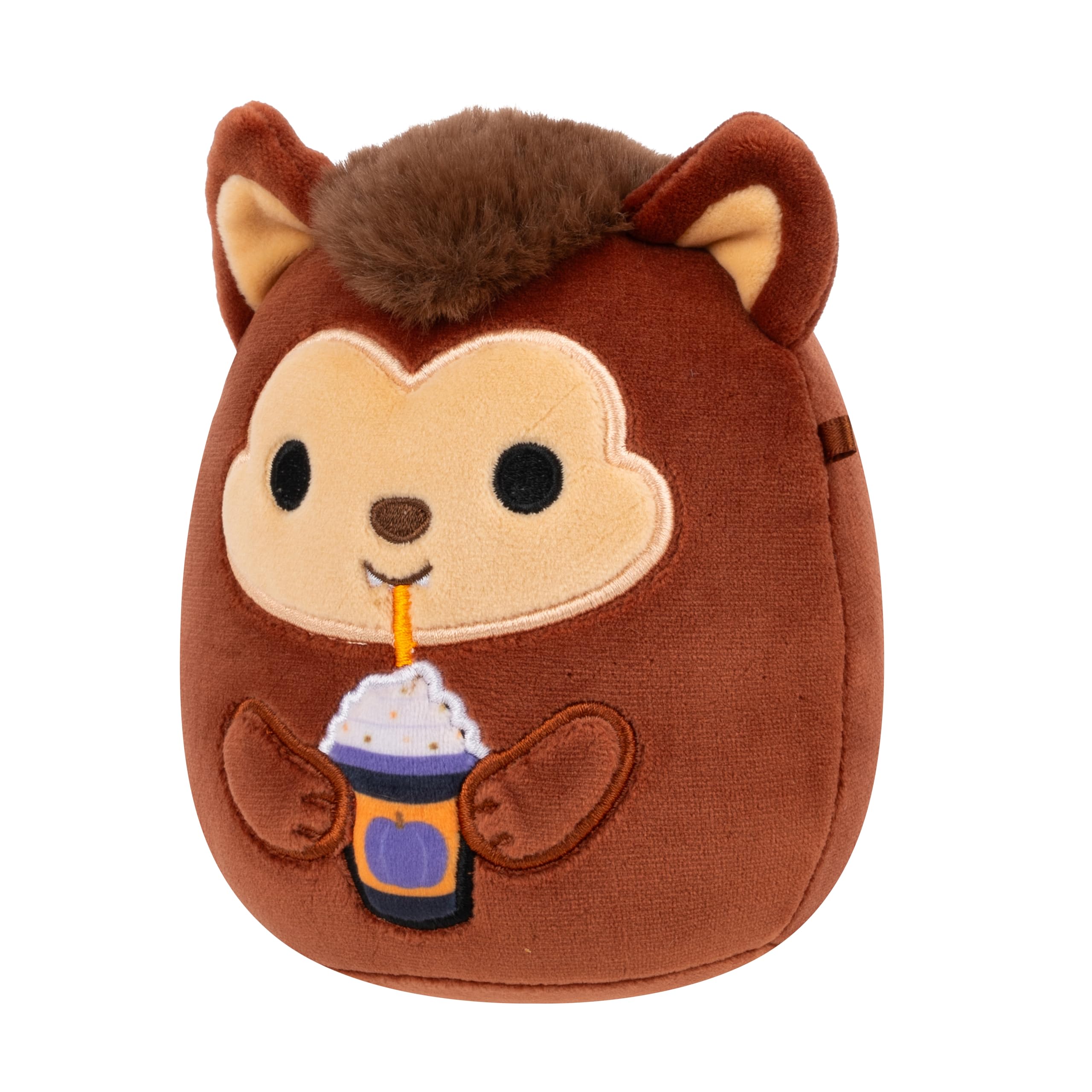 Squishmallows 7.5-Inch Wade the Brown Werewolf Holding Frappe Halloween Plush Toy 3