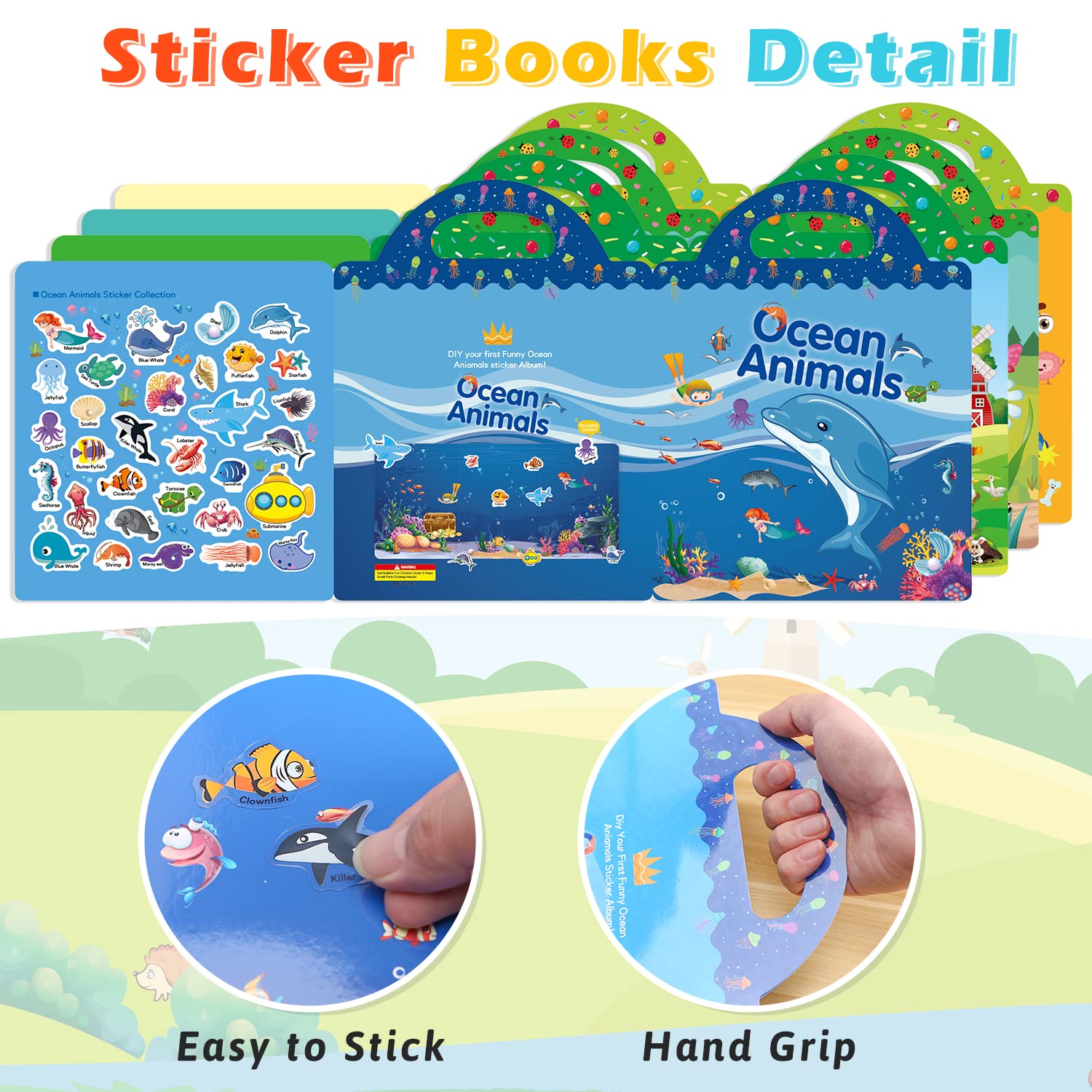 GUYUCOM 4-Pack Reusable Sticker Books for Kids - Educational DIY Arts & Crafts Toy Set 4