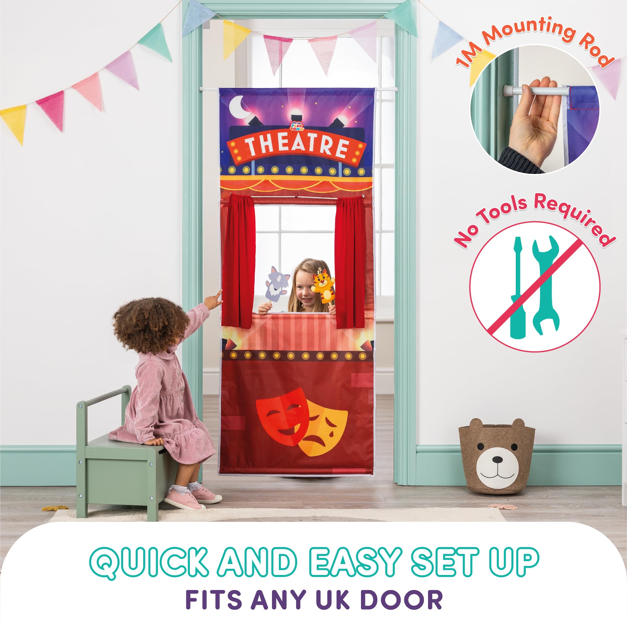 Pop-Up Play Town Puppet Theatre - Doorway Playset for Kids 3-7 Years 11