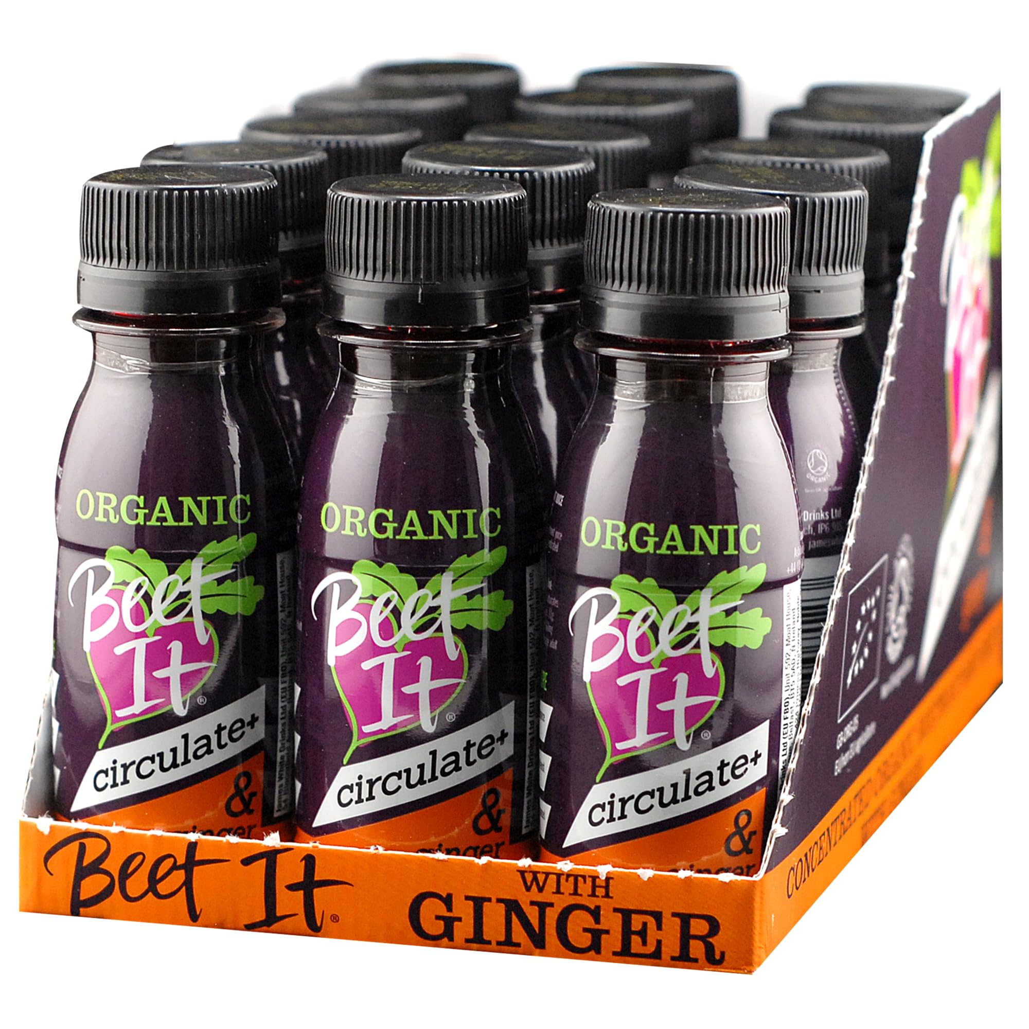Beet It Organic Ginger Circulate+ Shot – 15 x 70ml, Natural Beetroot & Ginger Juice for Energy & Endurance