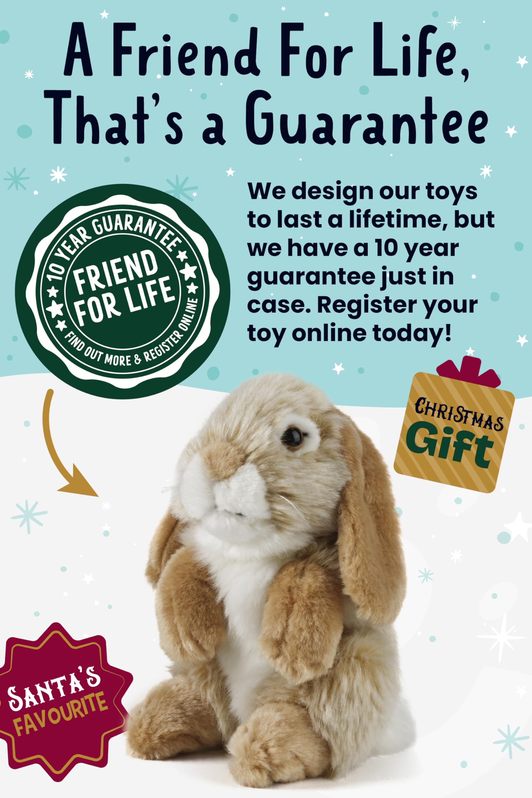 Living Nature Brown Sitting Lop Eared Rabbit - Realistic Plush Toy for All Ages 3